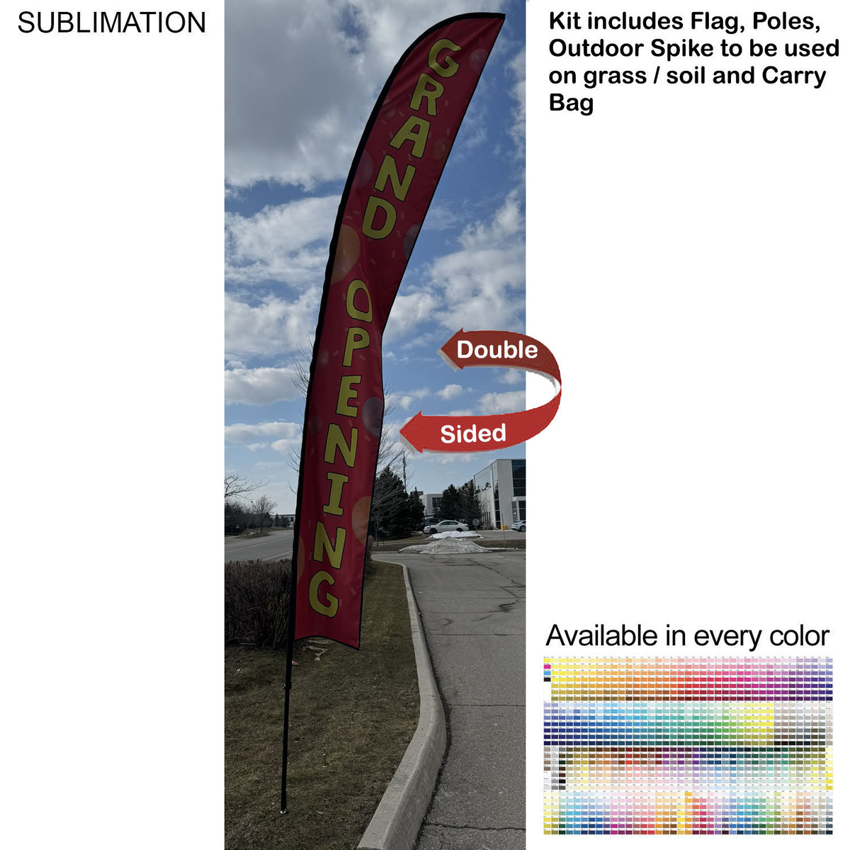 fiel 19' X-Large Feather Flag Kit Full Color Graphics Double Sided Outdoor Spike base and Bag Included #SU753-2