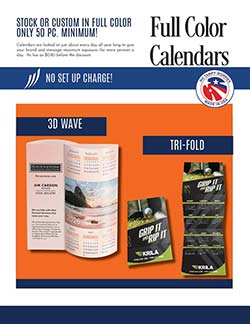 Full-color calendar sales flyer
