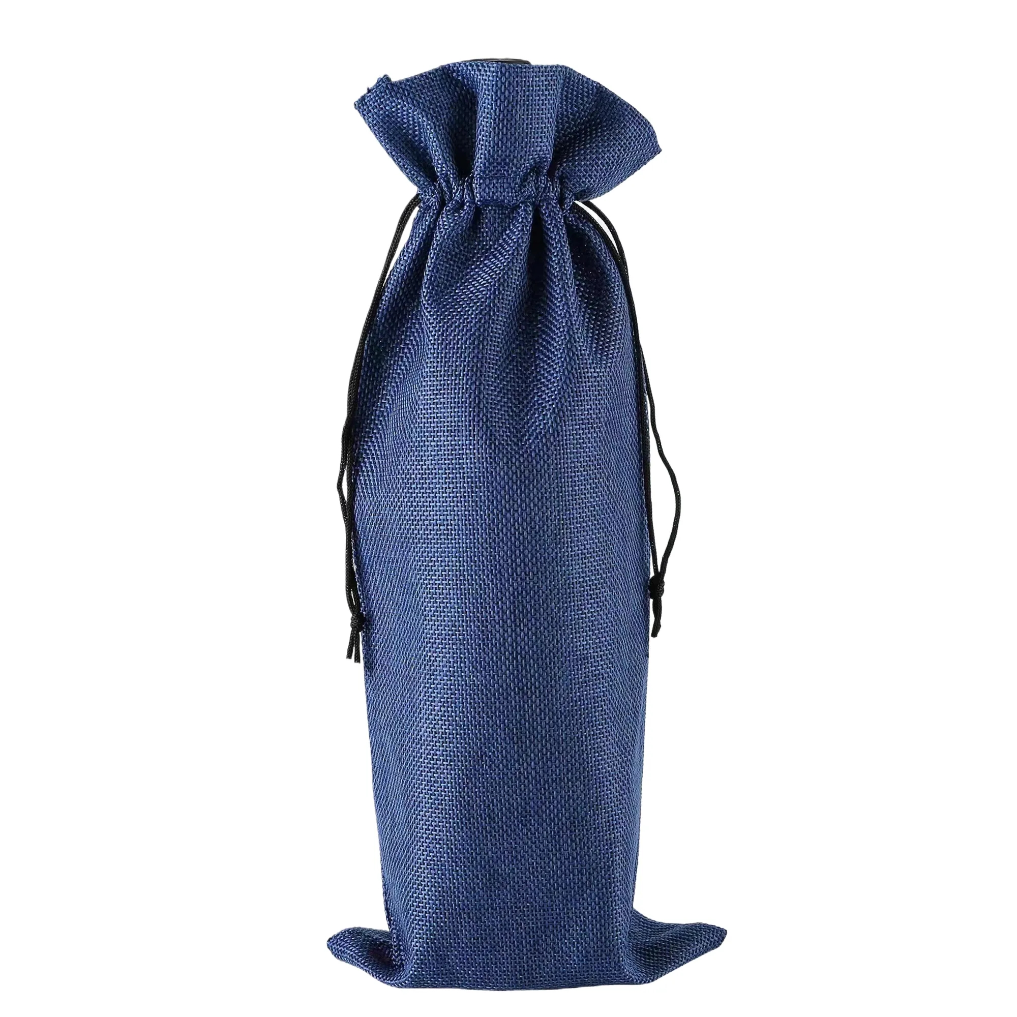 MOQ20 Burlap Wine Bag Set Drawstring Closure 17