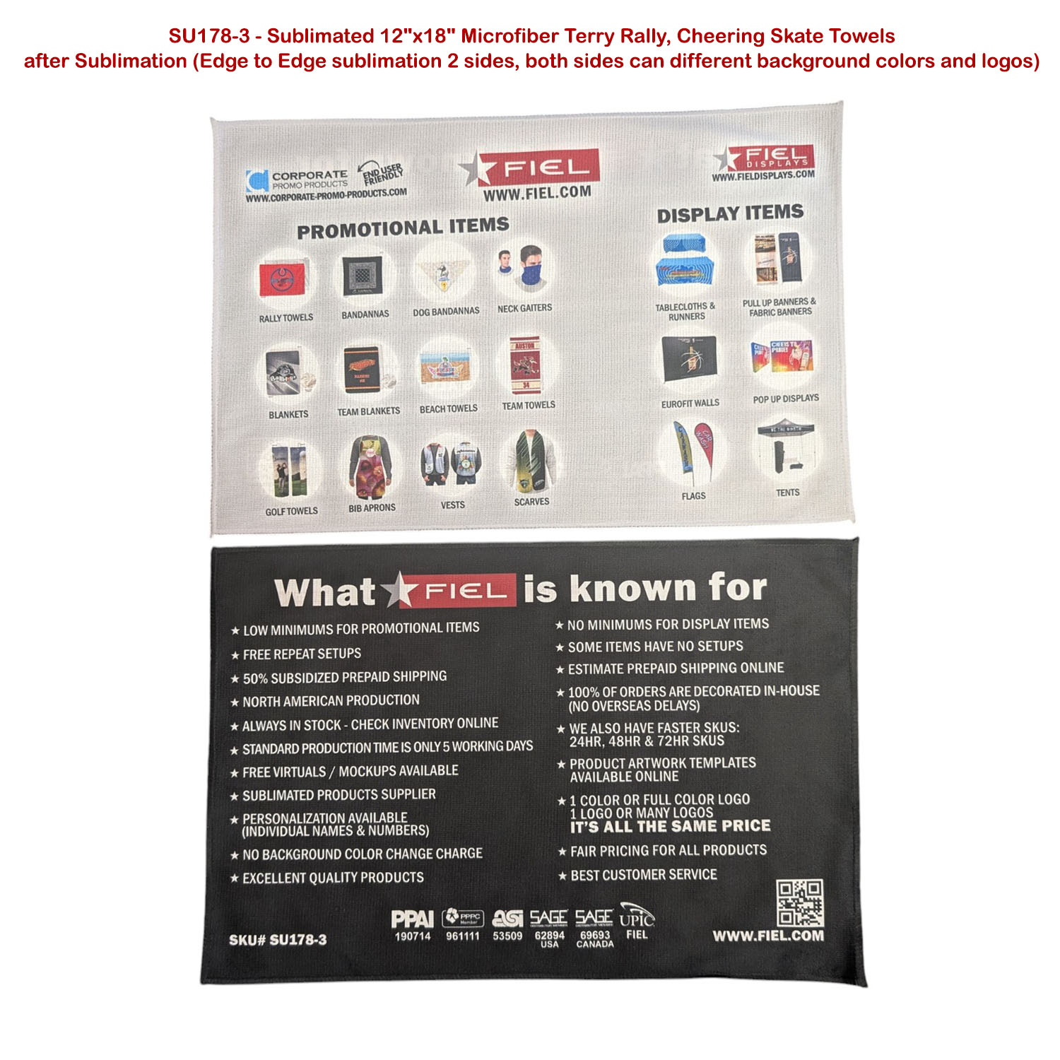 Microfiber Dri-Lite Terry Team and Sponsorship Towel, 12x18, Sublimated Edge to Edge 2 sides 22