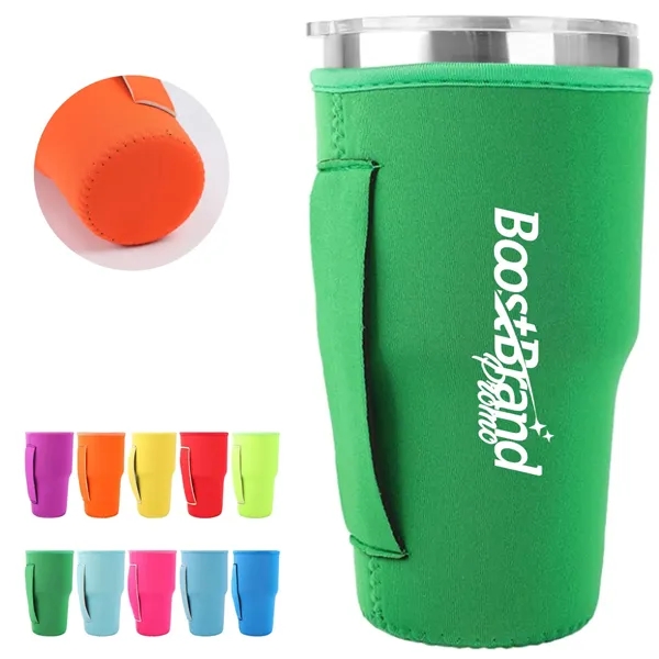 Custom 30 oz Neoprene Tumbler Sleeve with Handle — Insulated Beverage Cooler