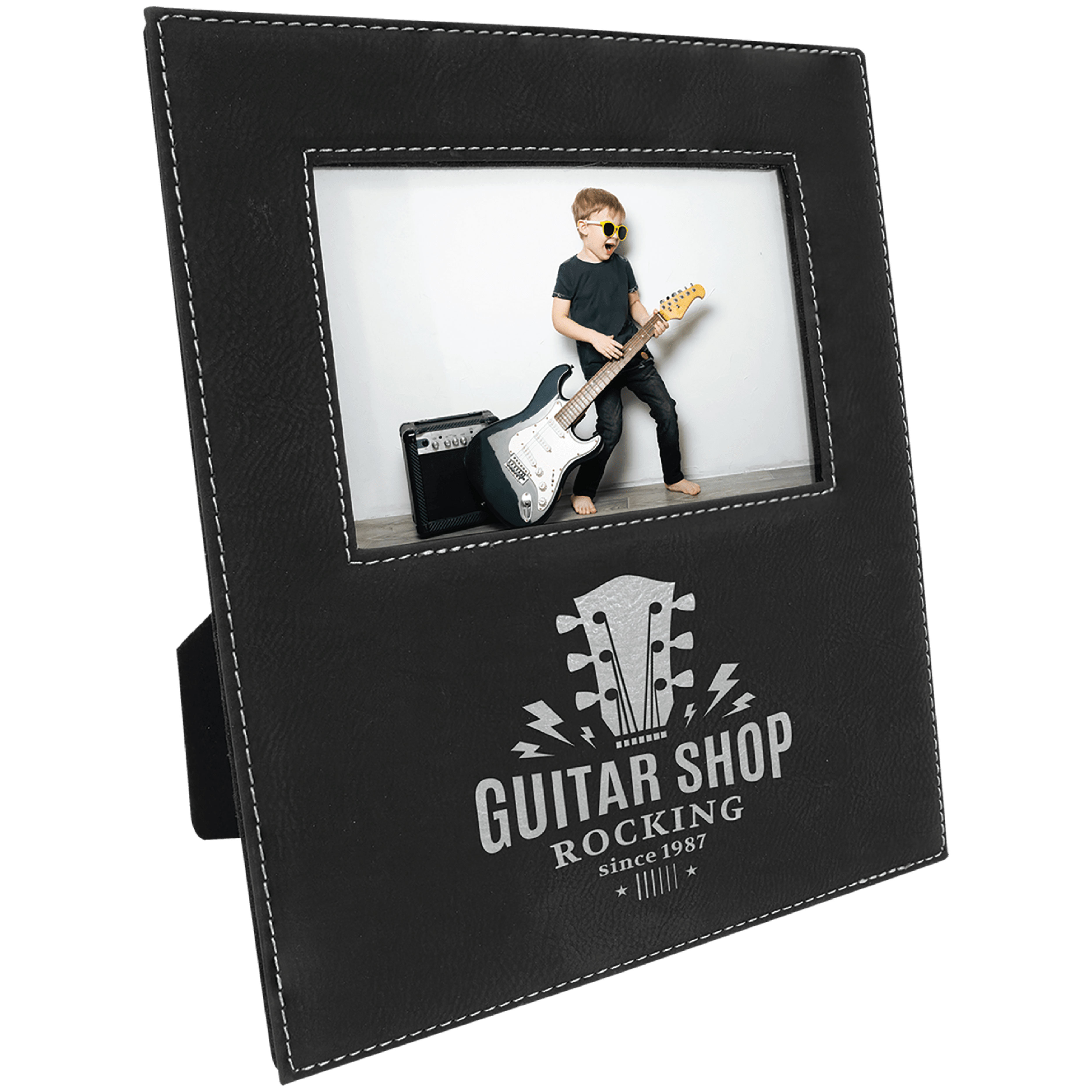 4" x 6" Black & Silver Leatherette Photo Frame 5