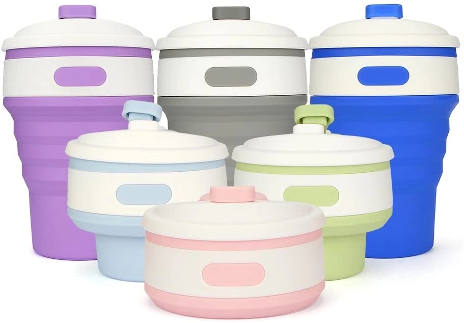 15 Oz. Portable Silicone Foldable Sippy Cup W/Drinking Straw