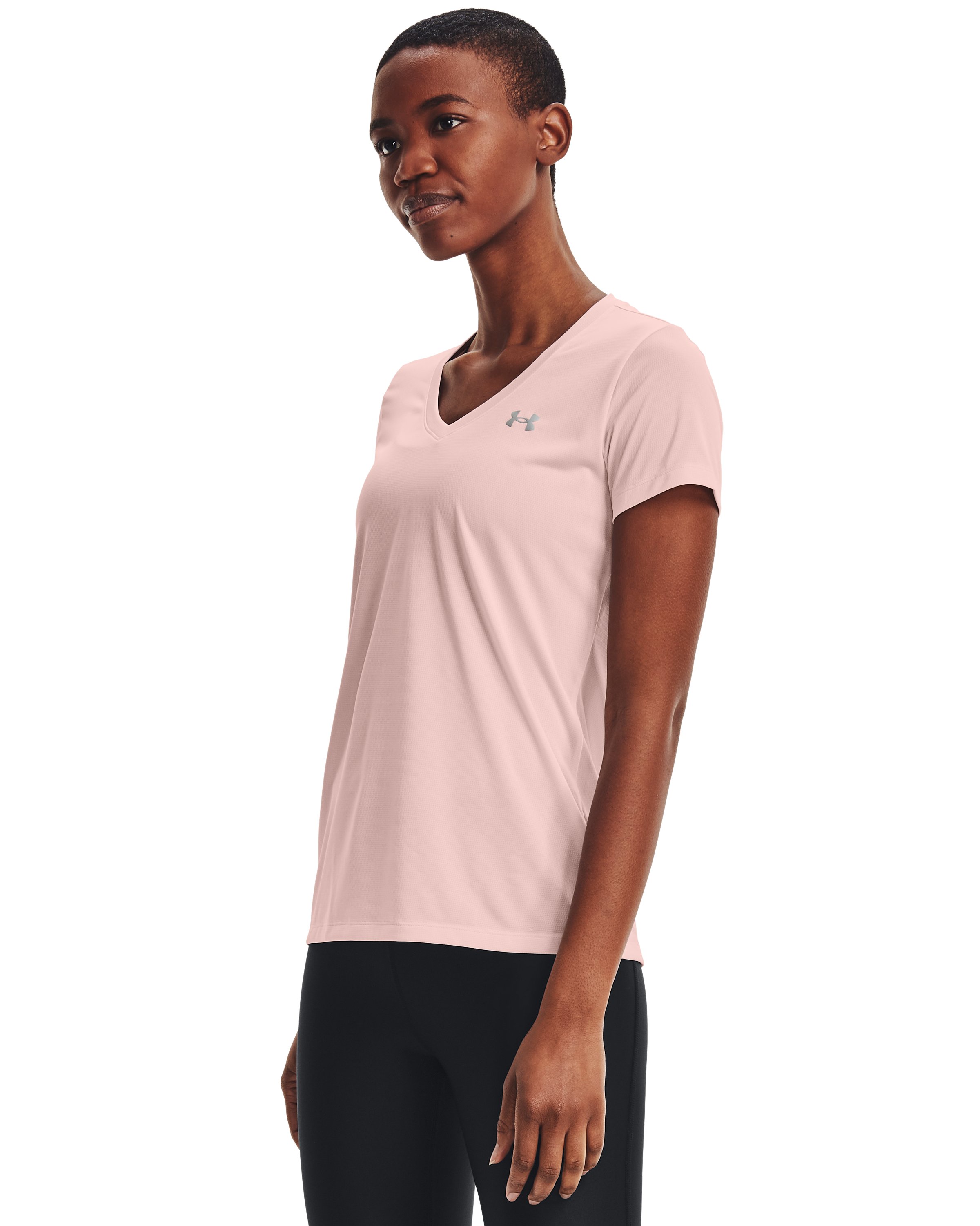 Women's UA Tech Bubble Heather Short Sleeve V-Neck  15