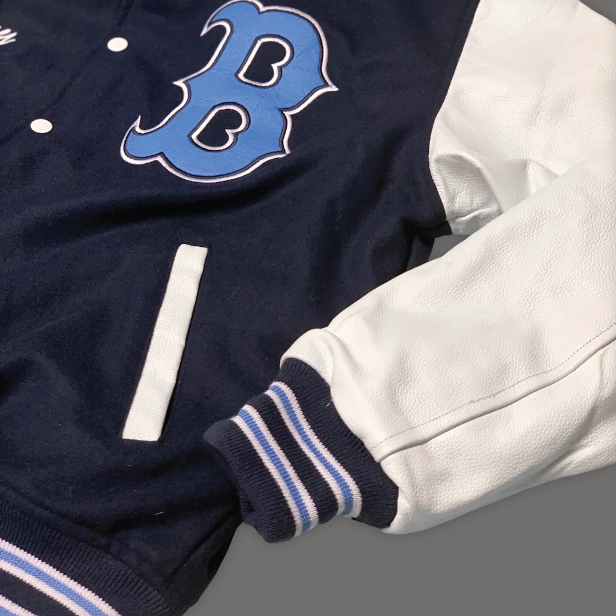 Vegan Leather and Wool Varsity Letterman Jacket 20