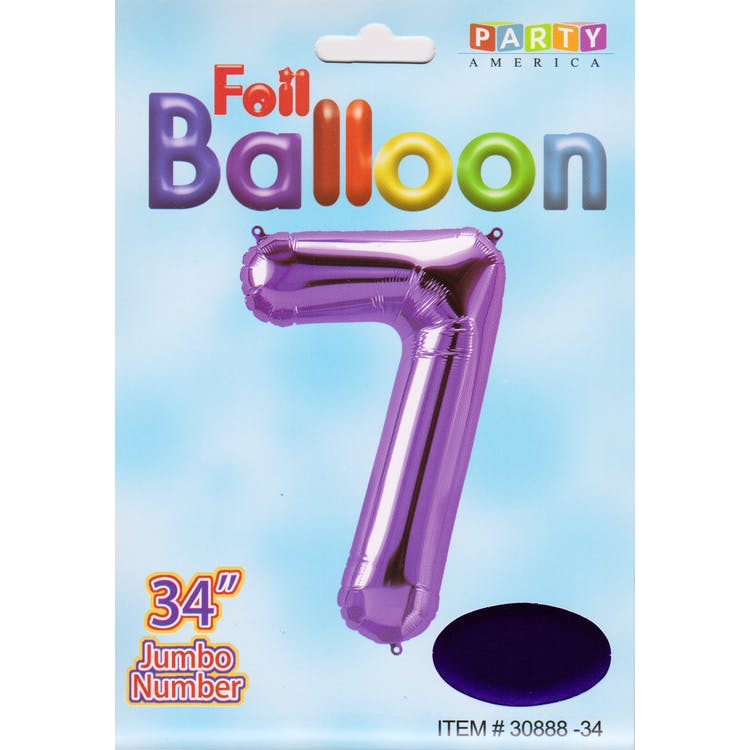Mylar Number 7 Balloons - Purple 34" 3