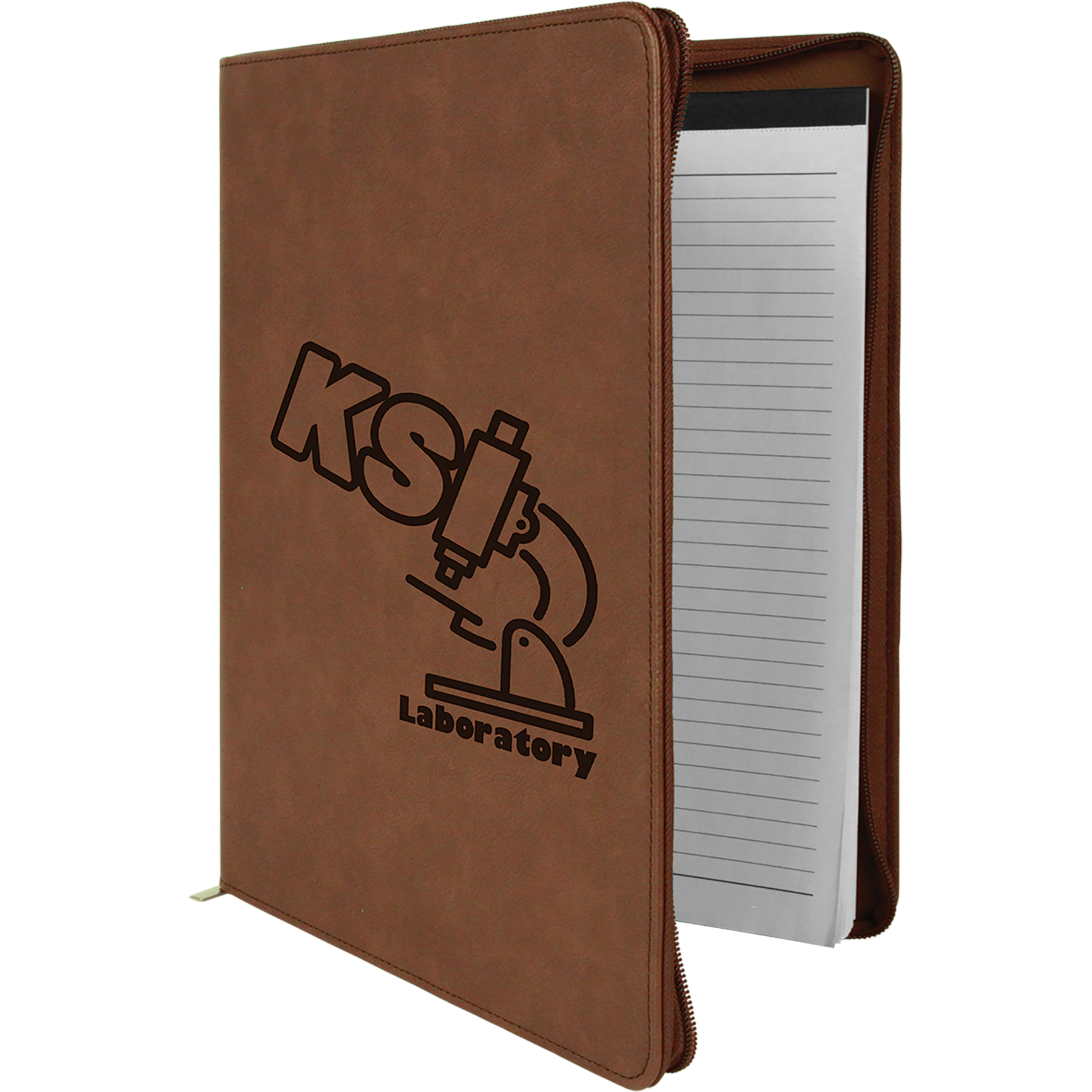 Laser Engraved Leatherette Legal Padfolio with Zipper and Notebook (9.5" x 12")