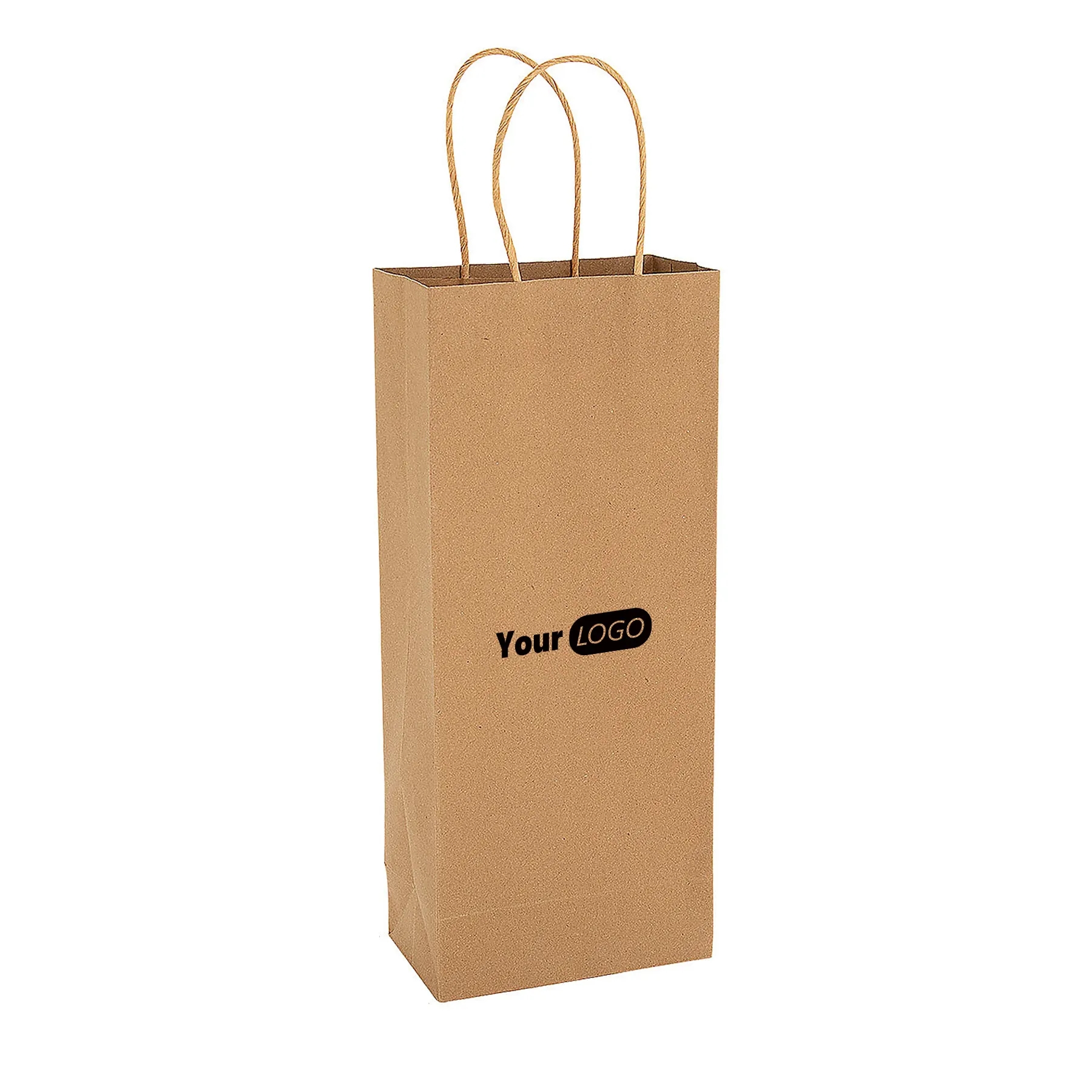 5 1/2" x 13" Kraft Paper Wine Bottle Bags 4