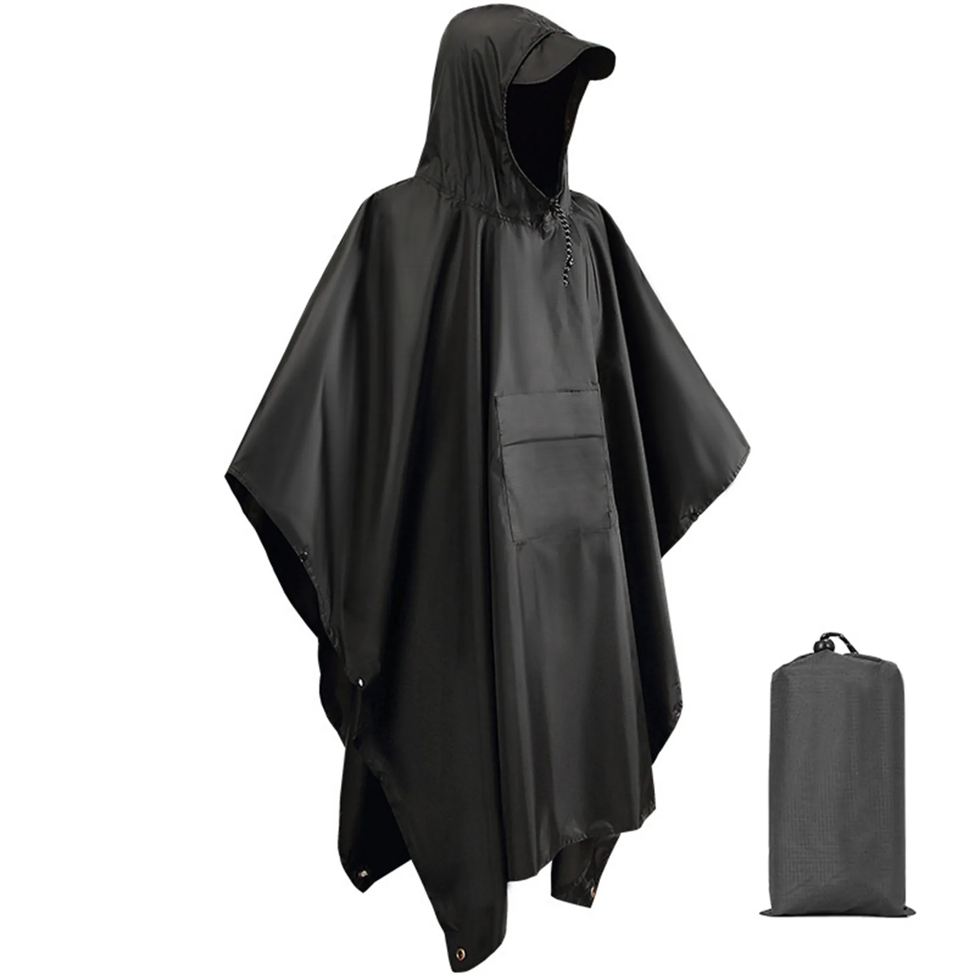 Drawstring Hooded Rain Poncho 16