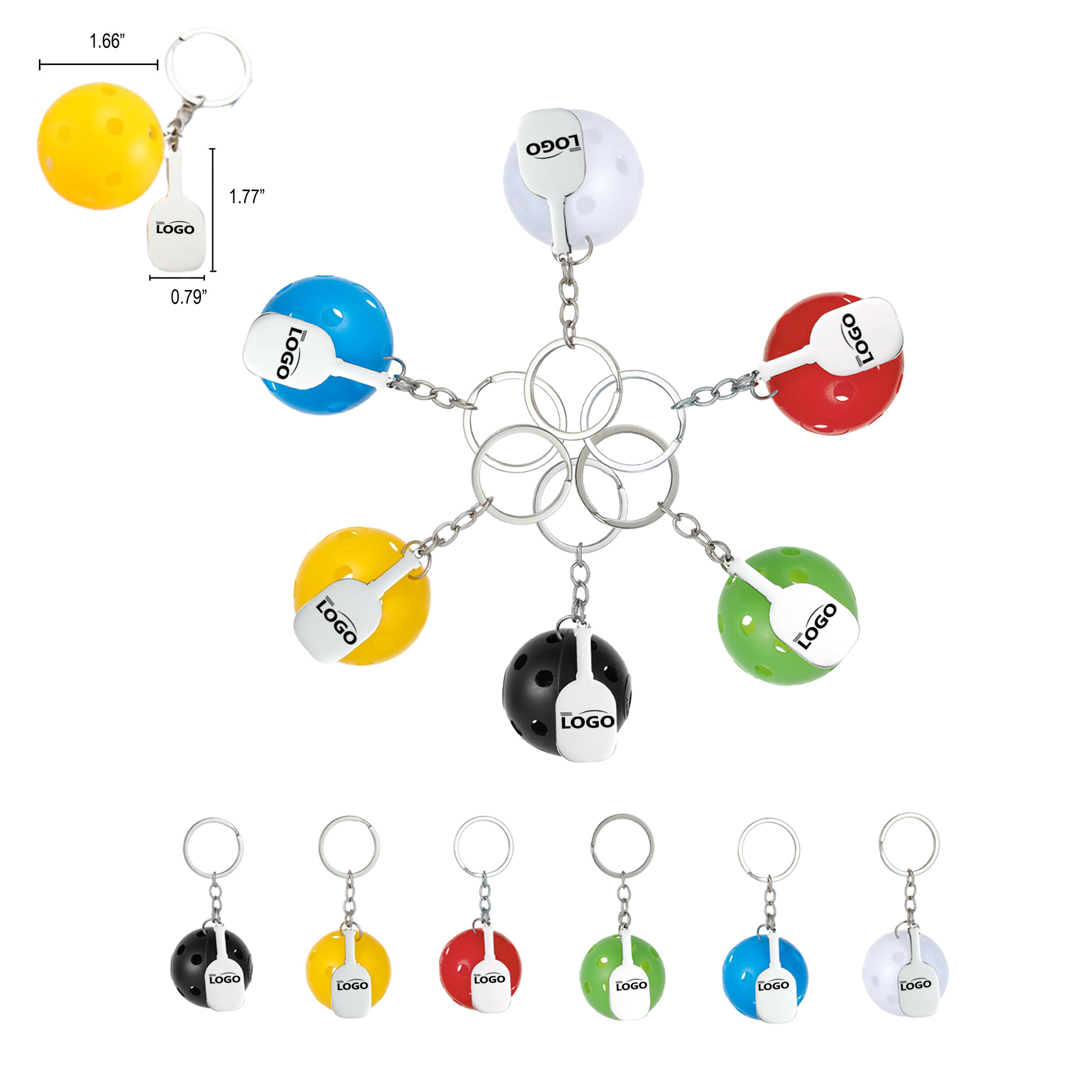 MOQ50 Mini Pickleball Lover Bag Clip Keychain