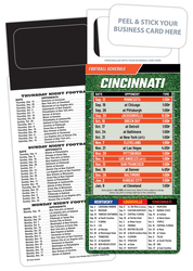 Pro Football Schedule Magnet - Peel and Stick Business Card (3.5x9)