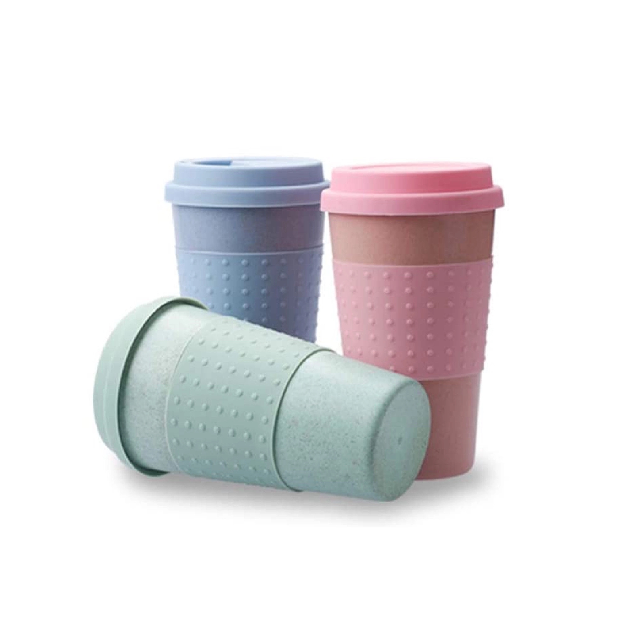Wheat Straw Coffee Tea Mug with Silicone Lid MOQ 50PCS 10