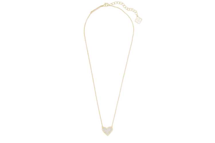 Kendra Scott Ari Heart Gold Pendant Necklace in Iridescent Drusy 4