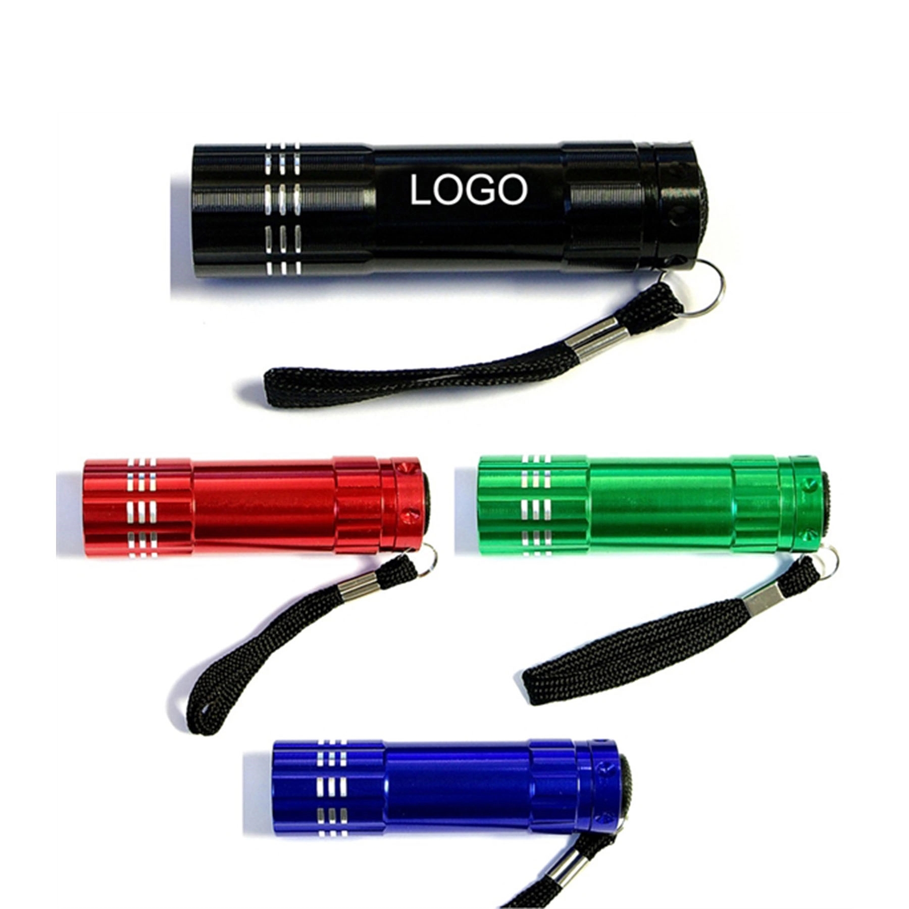 Aluminum 9 Bright White Bulbs Flashlight With Batteries