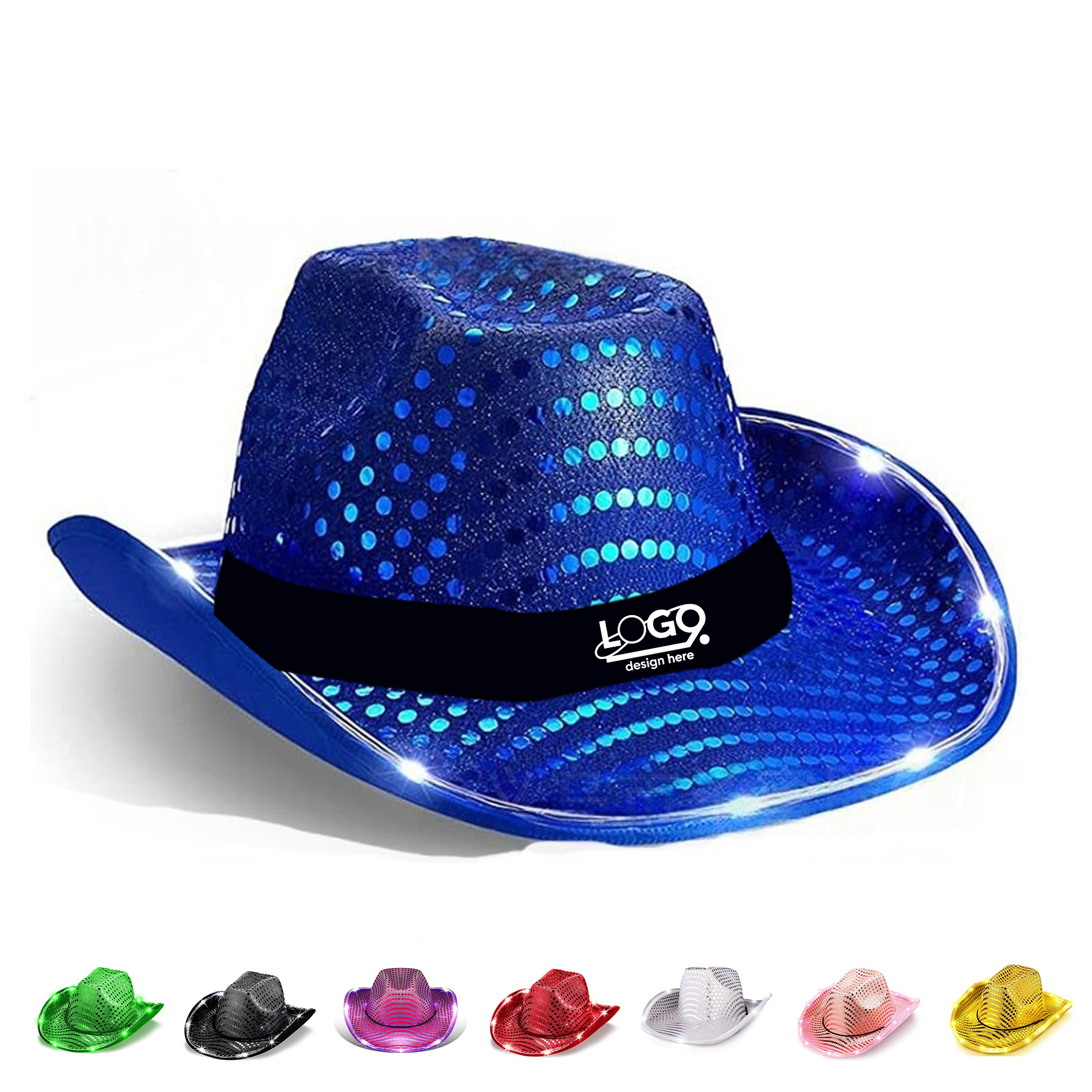 Led Light Up Cowboy Hat Sequin Party Cap With Flashing Brim Western Glow Hat For Events