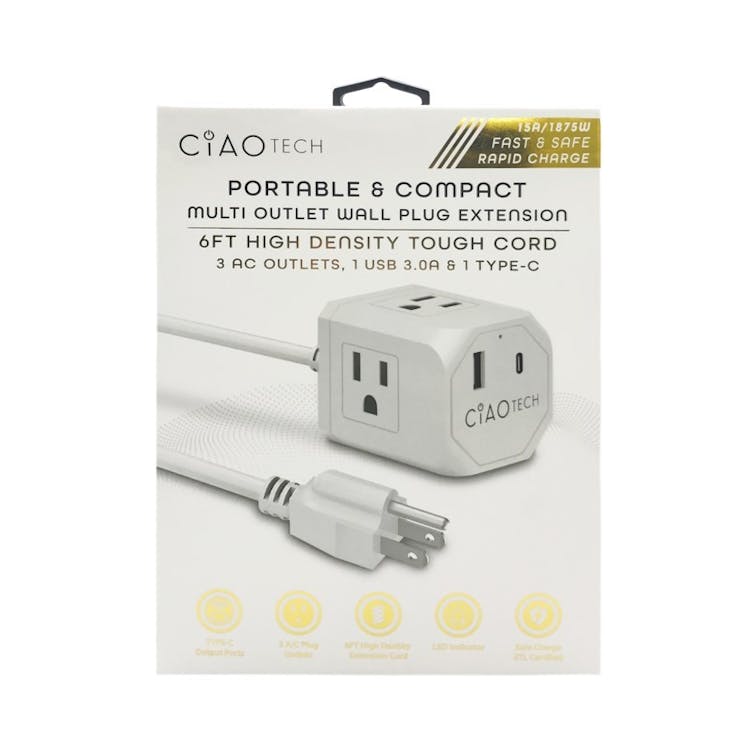 Multi-Outlet Wall Plug Extenders - USB Type C A/C 3