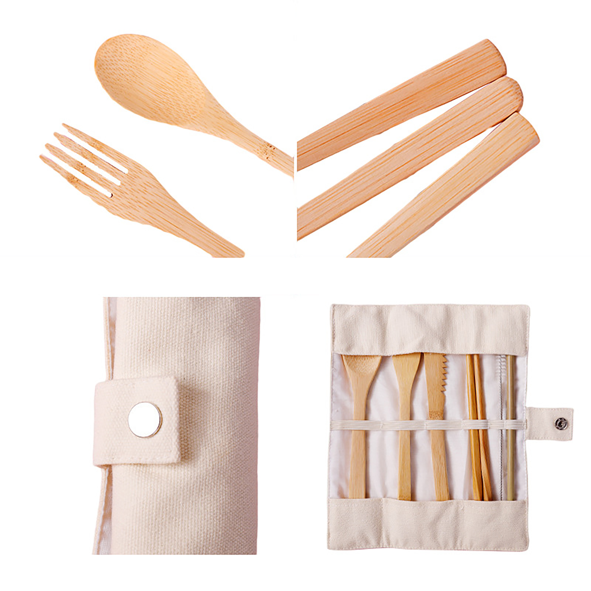 Bamboo Travel Utensil Set with Pouch 15
