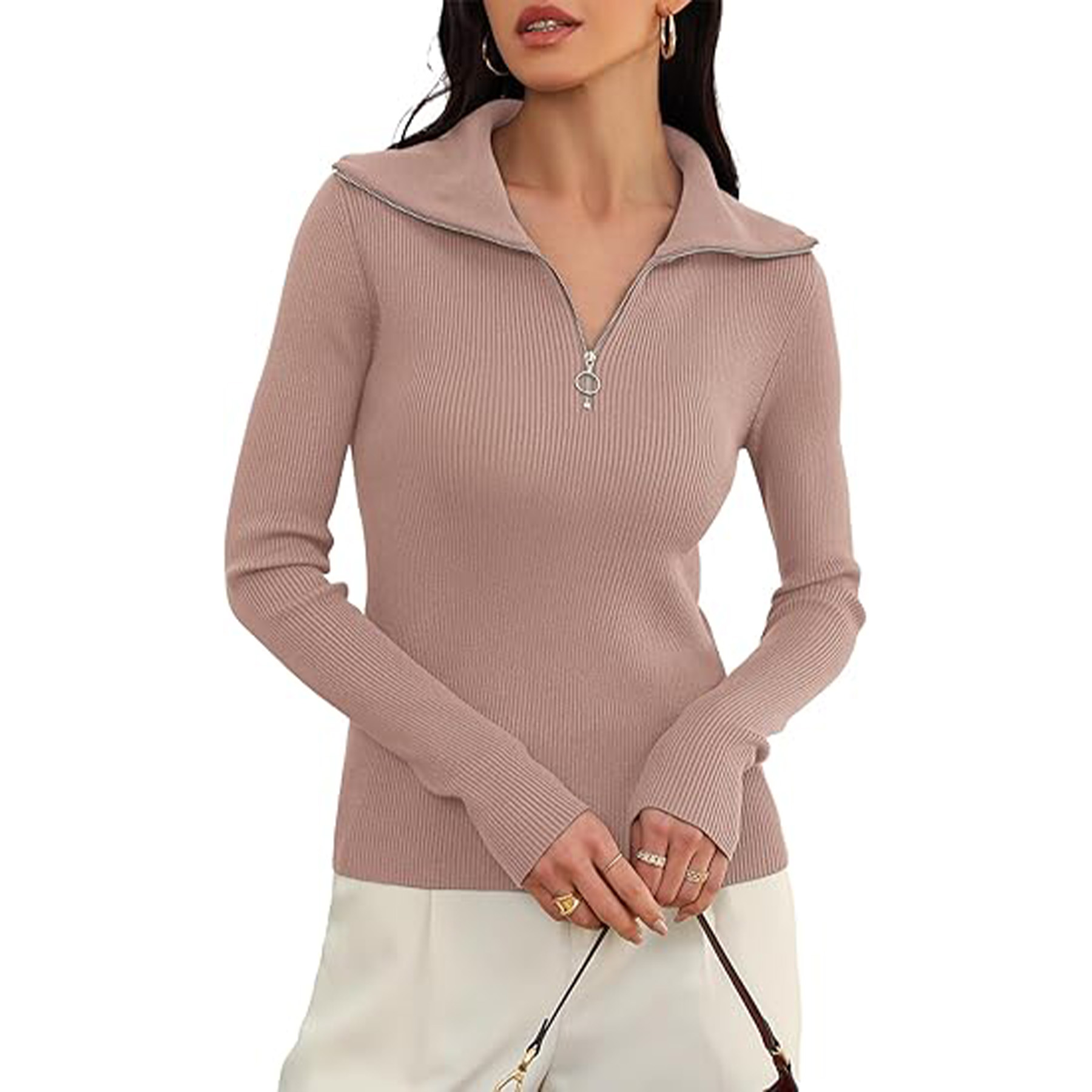 Long Sleeved Slim fit Ribbed Knit Sweater, custom hoodie or sweatshirt with logo imprint 26