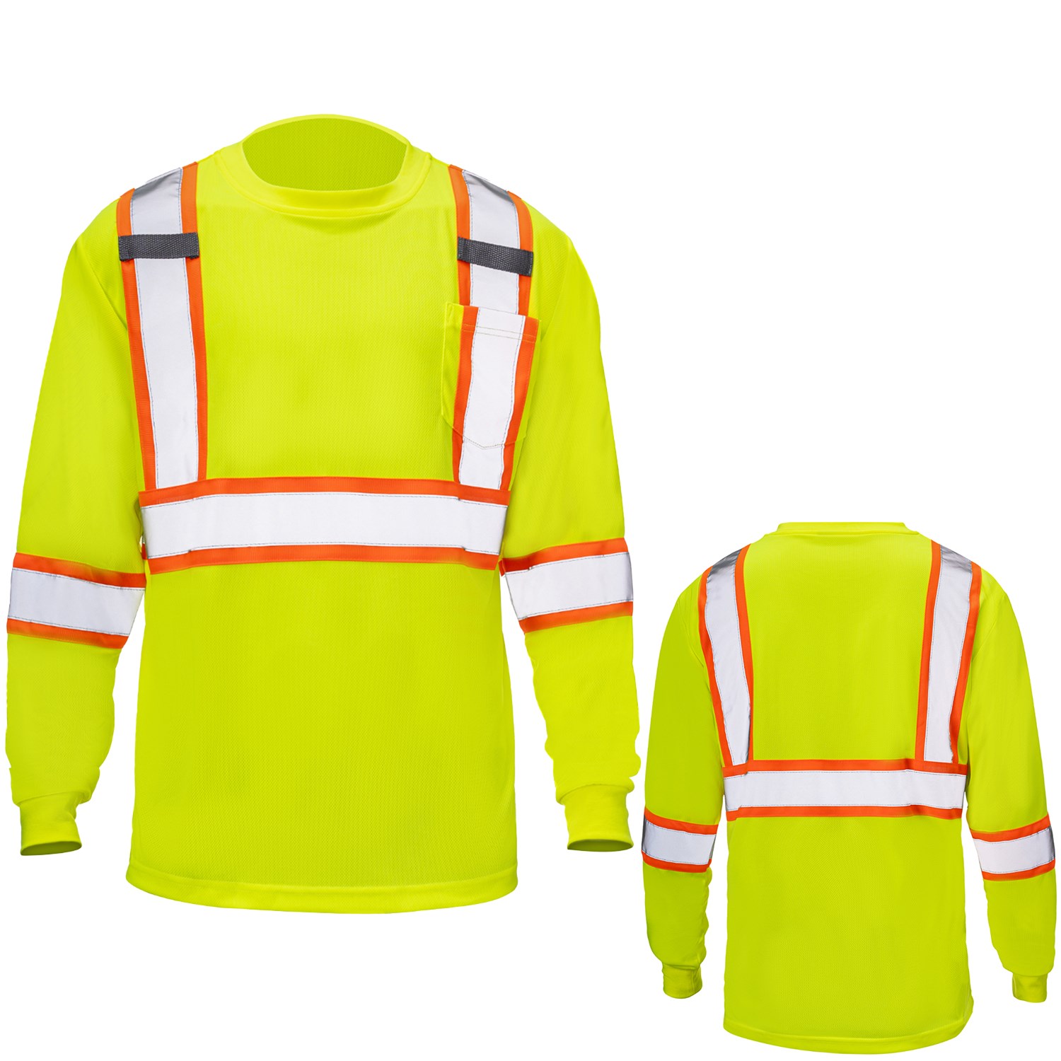 3.8 Oz. Polyester Class 3 Reflective Tape Safety T-Shirt with Pocket & Dual Mic Tab