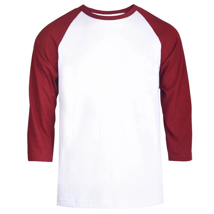 Men's 3/4 Sleeve Baseball T-Shirt - Small Burgundy/White 3