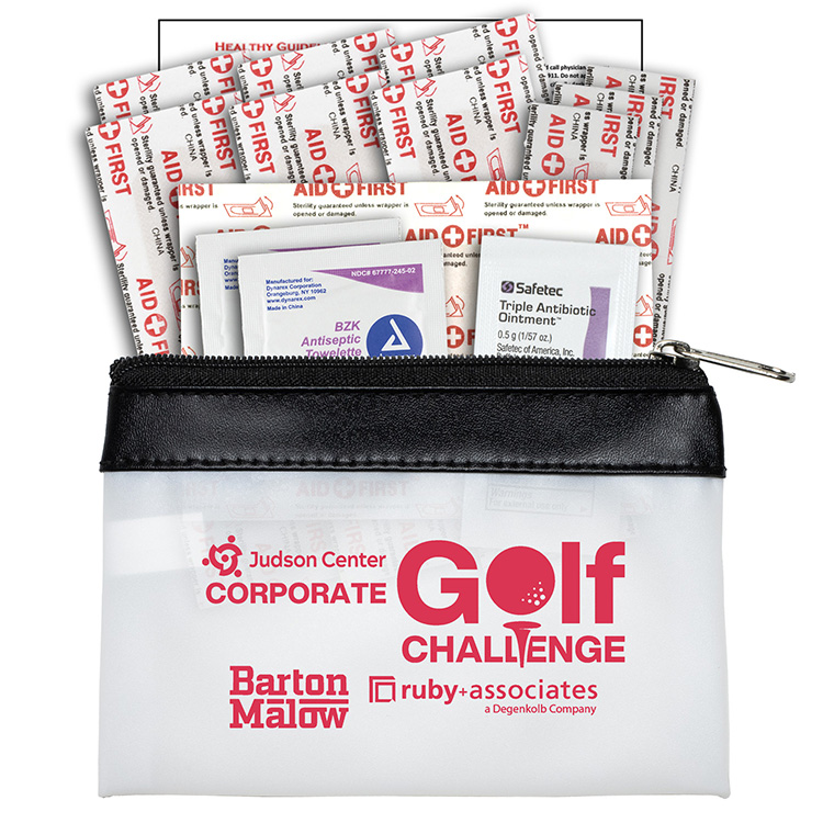 "SAFETY-ON-THE-GO" 14 Piece First Aid Kit in Colorful Zipper Vinyl Pouch 15