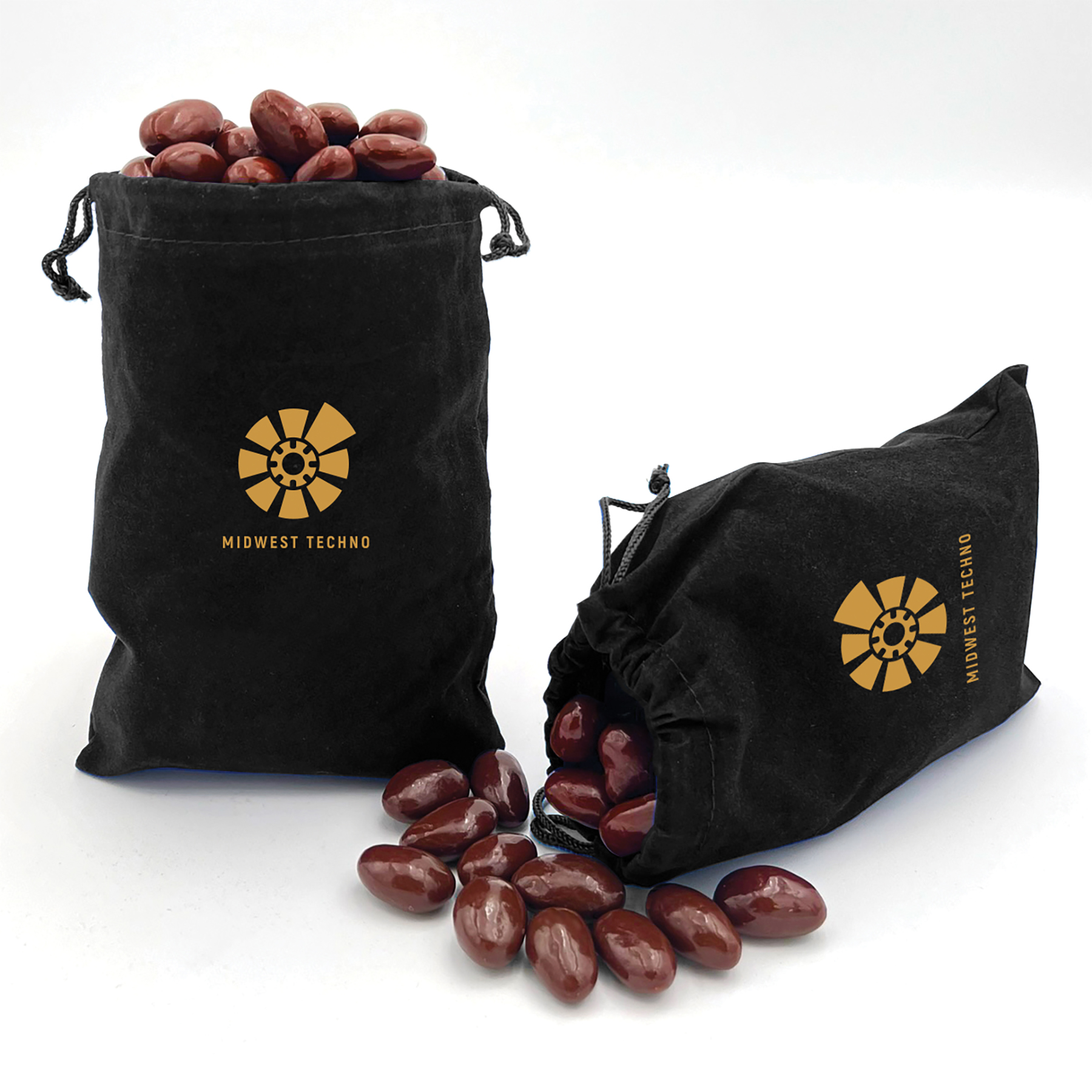 Chocolate Covered Almonds in Black Velour Gift Bag 5