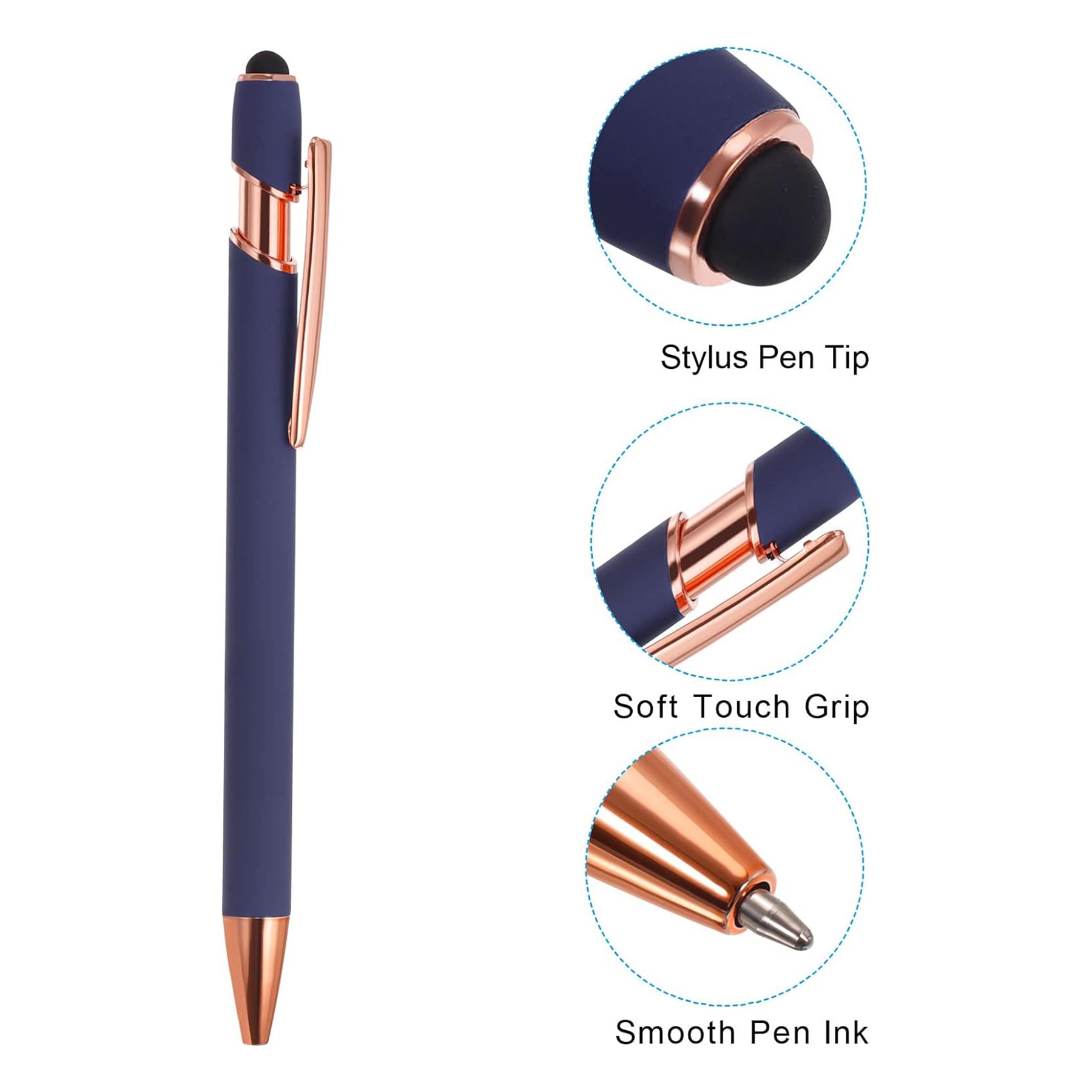 Metal Ballpoint Pen With Stylus Tip Rose Gold 13