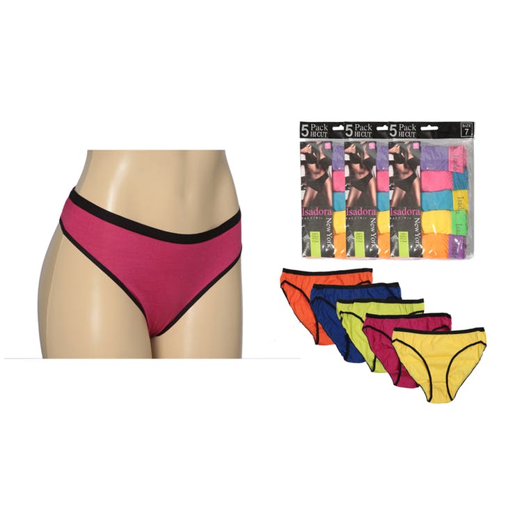 Women's Hi-Cut Panties - Neon Tones 5 Pack Sizes 5-7 3