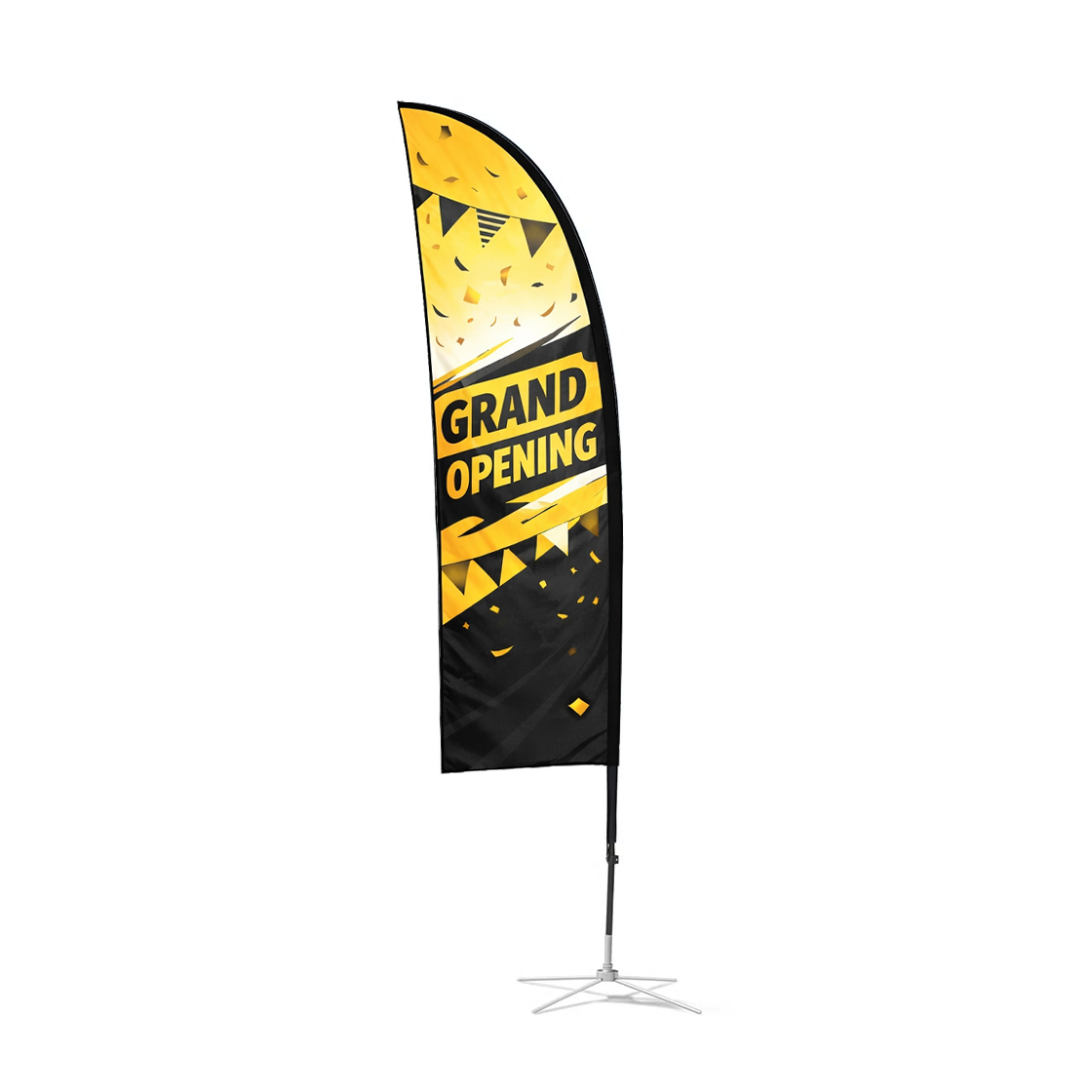 2 x 9.5 FT - Sail Flags - Cross Base with water bag (Graphic + Hardware)