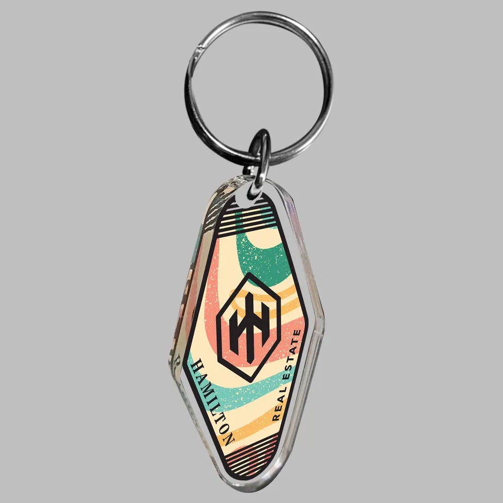 1/4" Vintage Clear Acrylic Motel/Hotel Key Chain 18