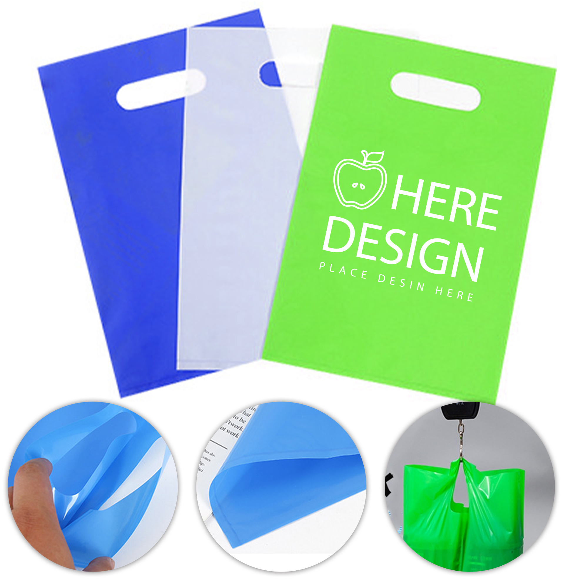MOQ 200 Pcs Plastic Gift Bag with Handle 4