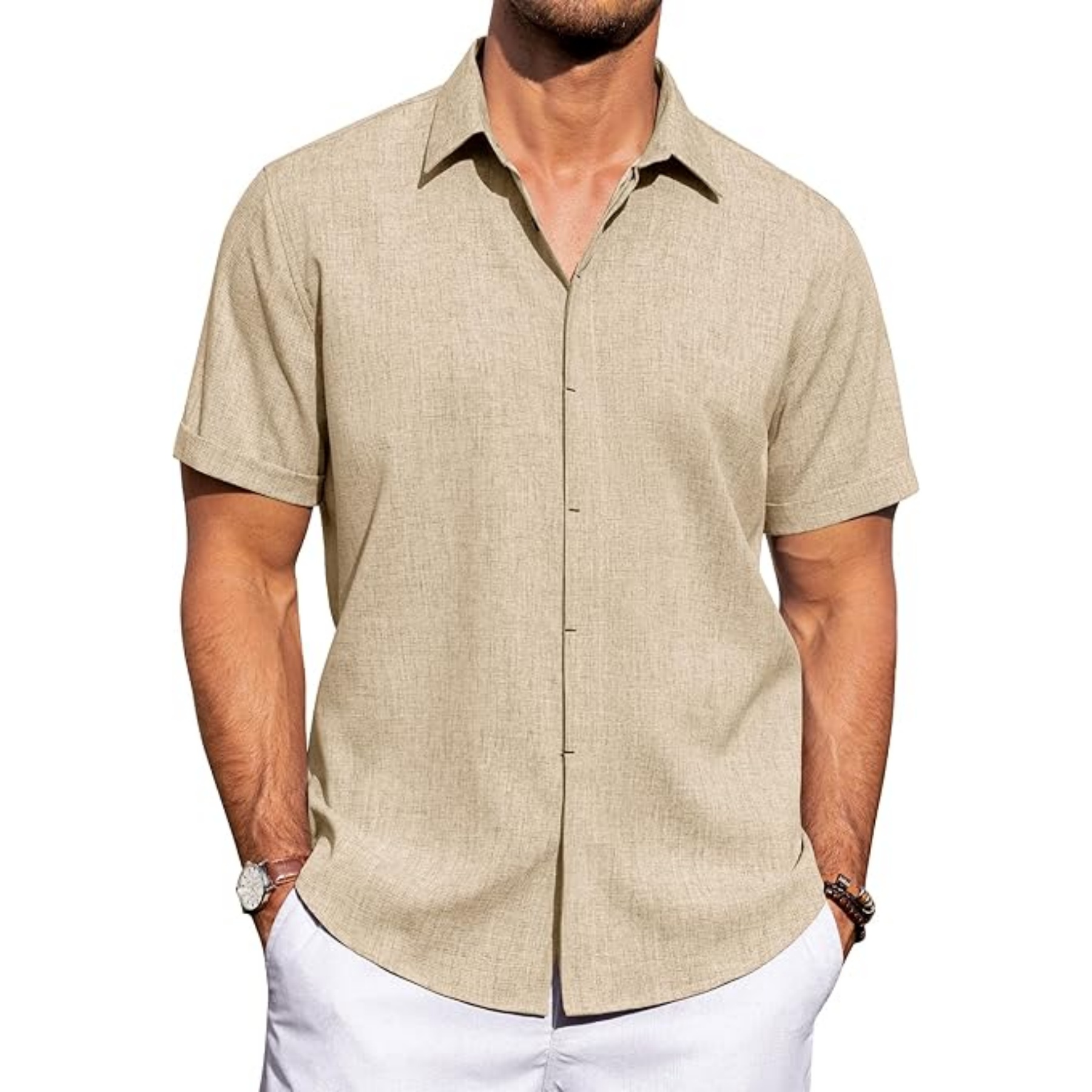 Men's Linen Casual Short Sleeve Shirt 60