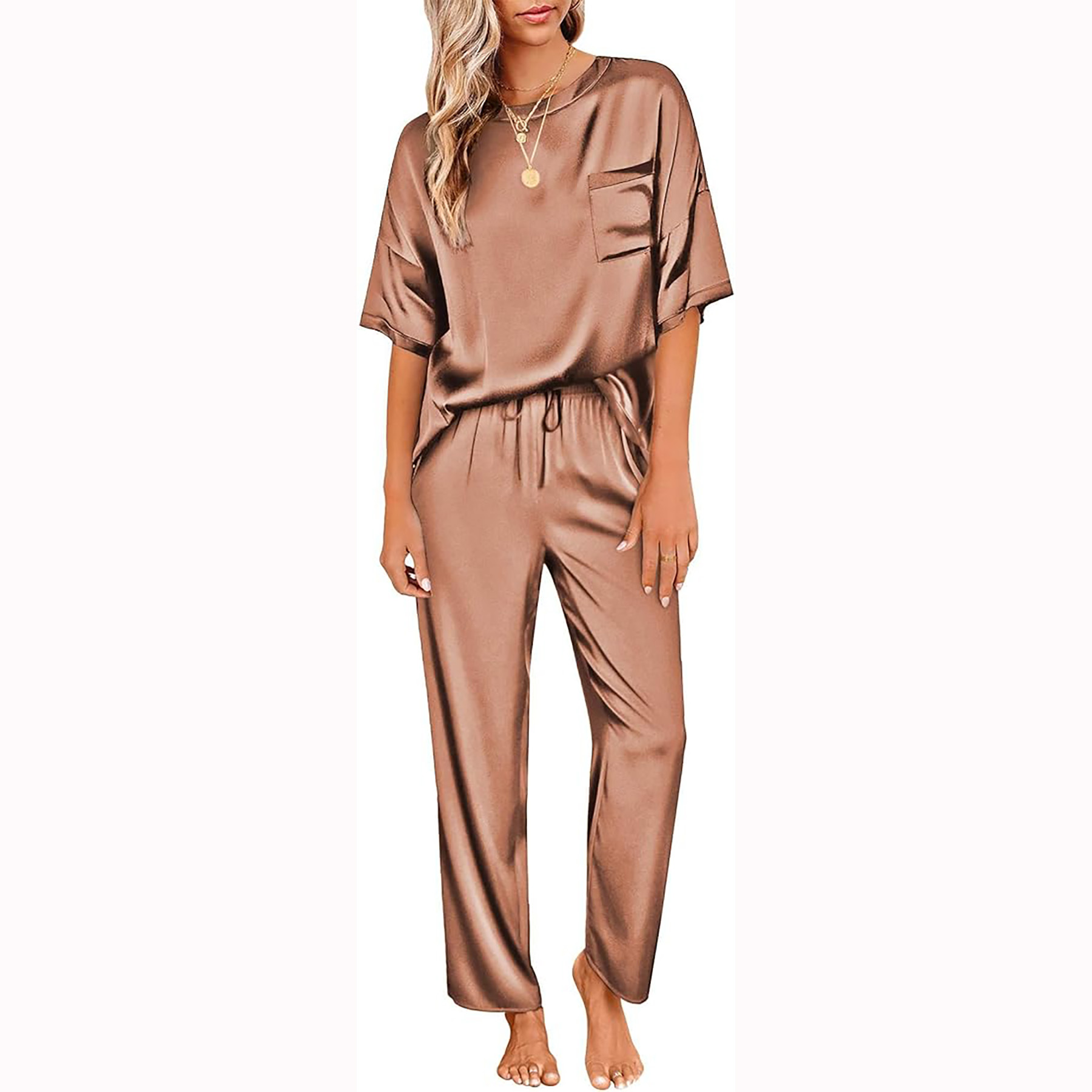 Womens Satin Silk Pajamas Set 5
