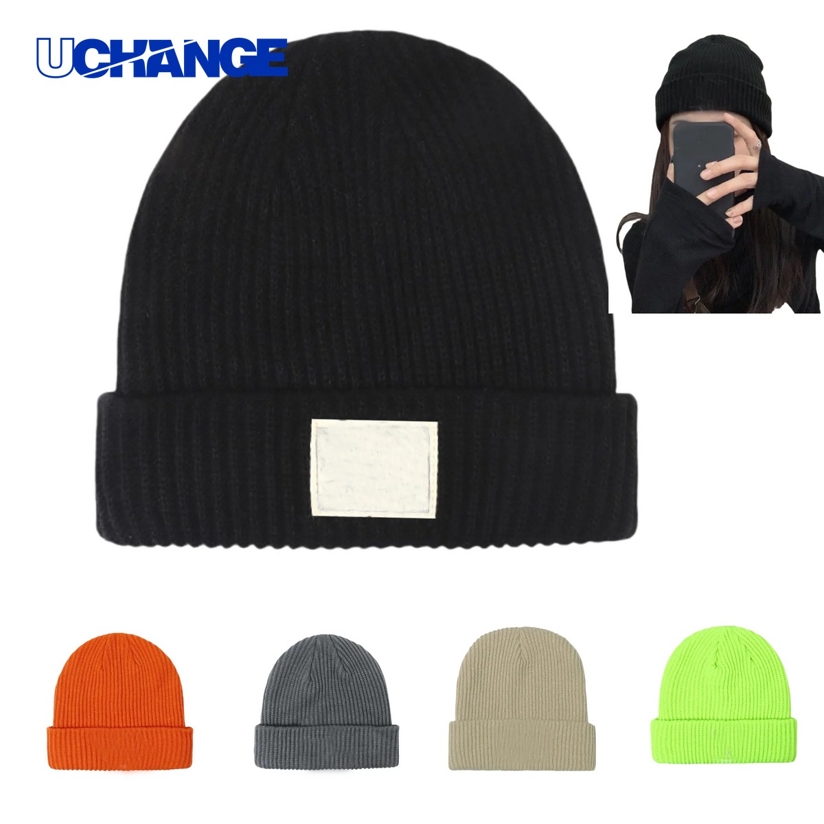 Unisex Acrylic Knit Cuffed Beanie Hat