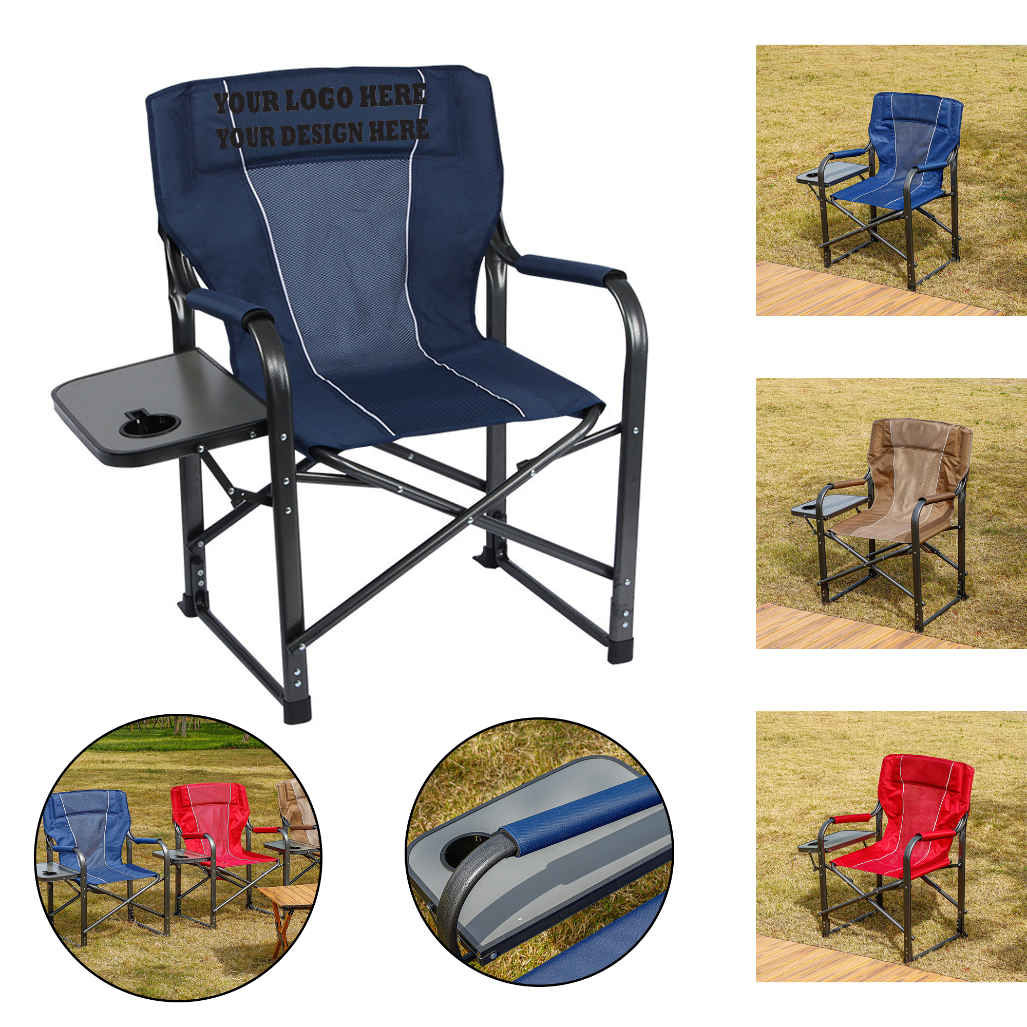Oversized Folding Director's Chair with Table (Upgraded Version)
