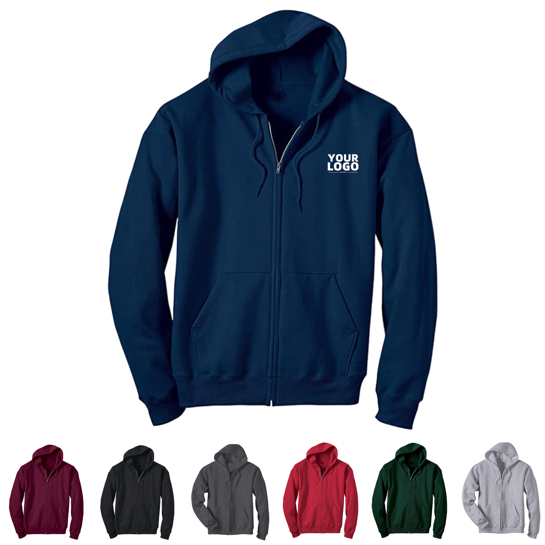 Mens Zip Front Hooded Sweatshirt