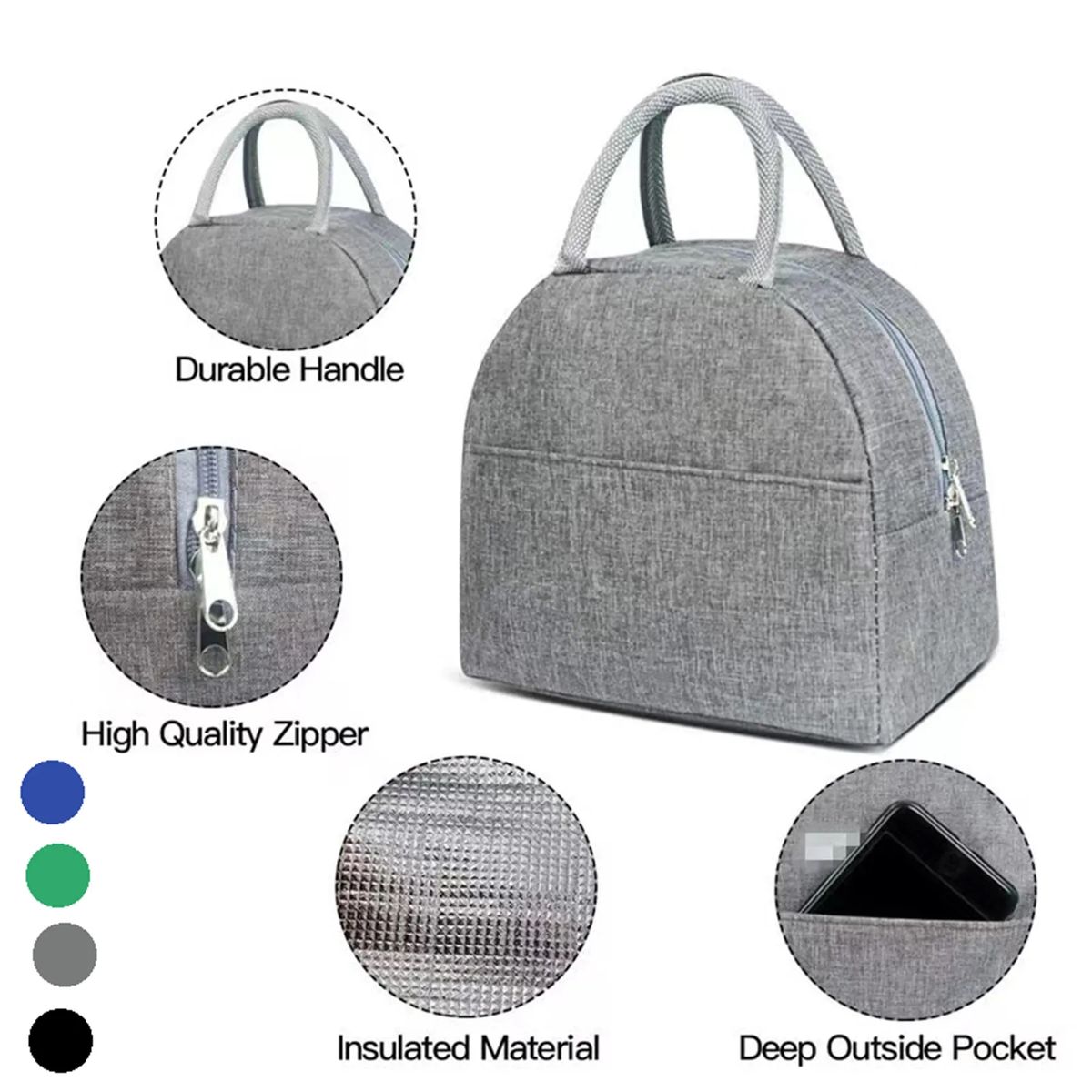 Grey Reusable Lunch Bags