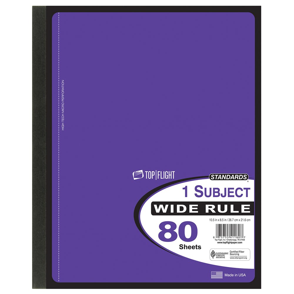 1 Subject Hinged Notebooks - Wide Ruled 80 Sheets 5 Colors 3