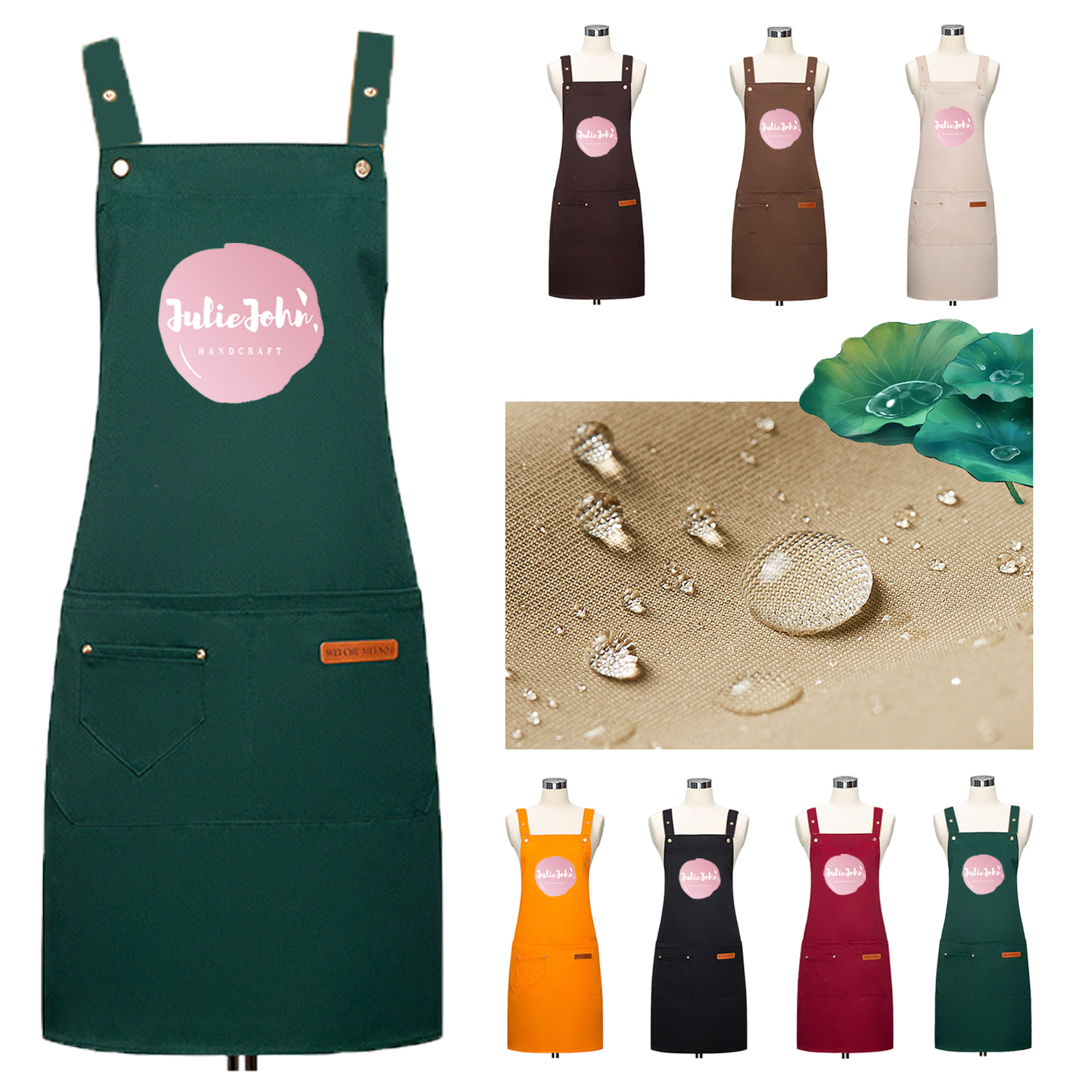 Baking Apron with Pockets Kitchen Waterproof Chef Bib
