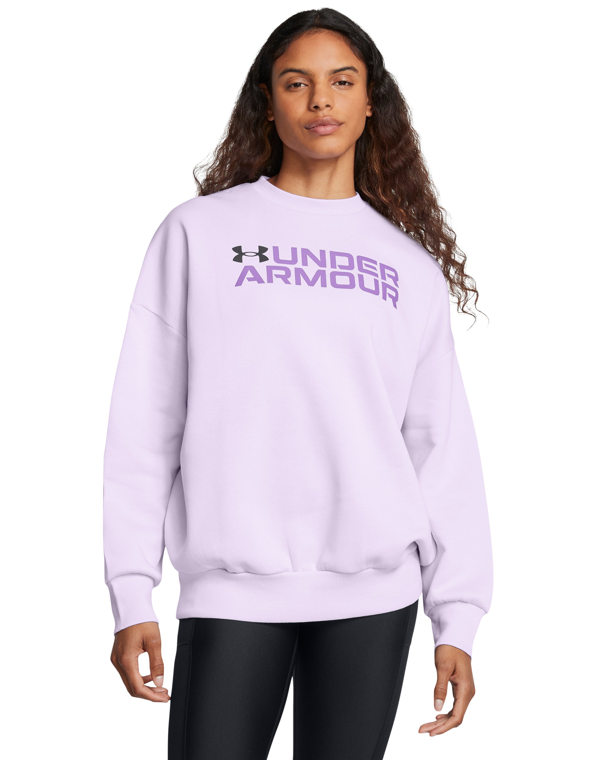UA Rival Fleece Wordmark Women's Oversized Crew, custom hoodie or sweatshirt with logo imprint 10