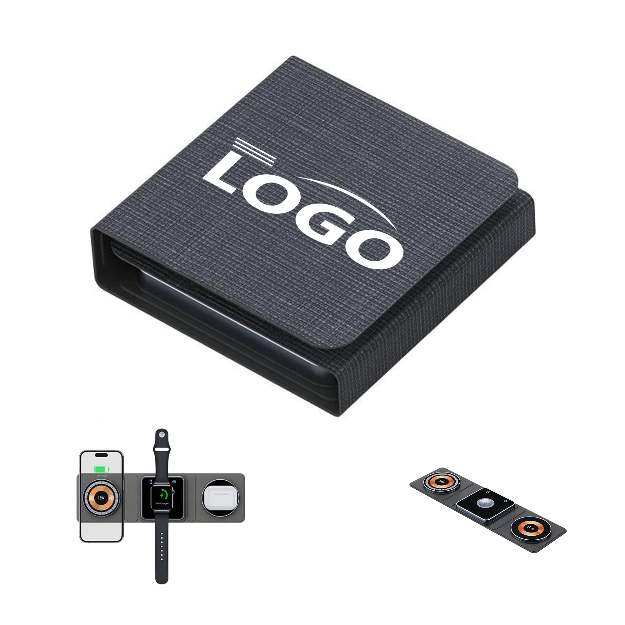 Foldable Magnetic 3-in-1 Wireless Charger, 15W Fast Charging