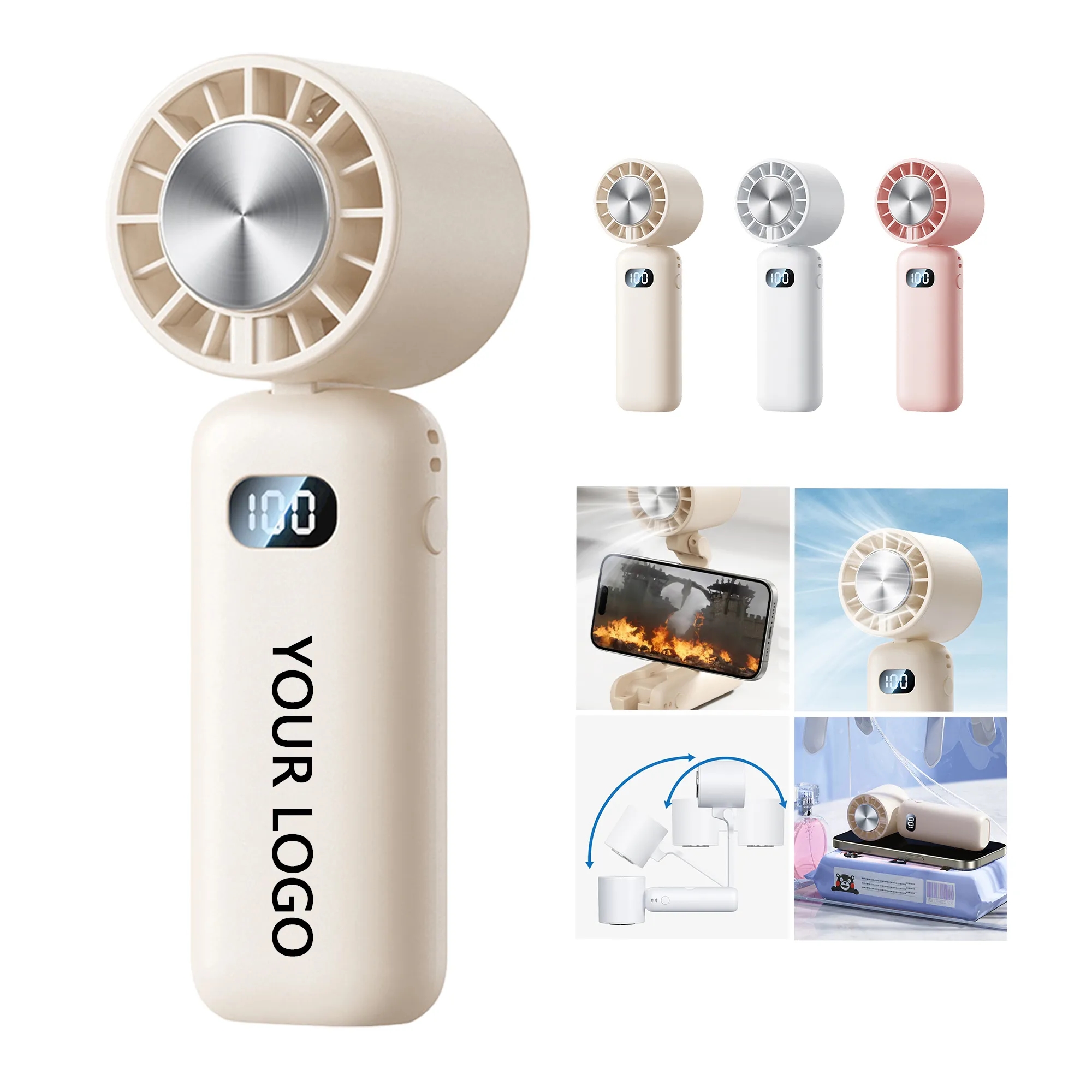 Handheld Cooling Fan with Ice Effect and Macaron Colors