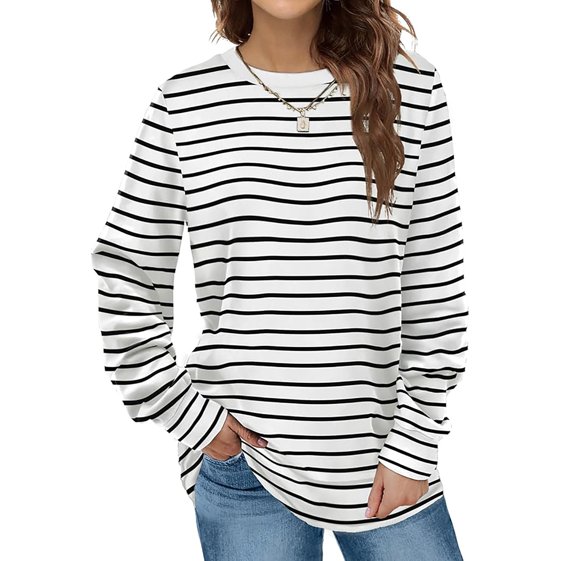Women's Round Neck Long Sleeve Shirt 59