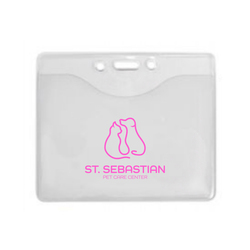 4.32" W x 4.00" H - Horizontal Clear Vinyl Badge Holder (1 Color Imprint)