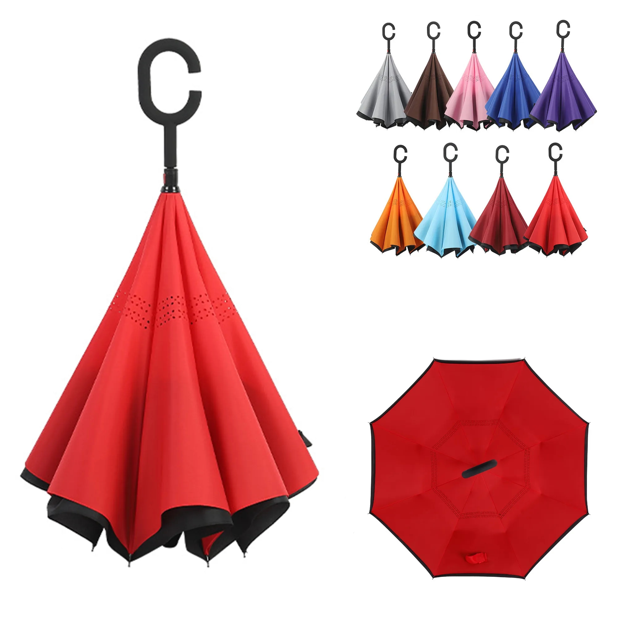 Waterproof Folding Reverse Inverted Umbrella