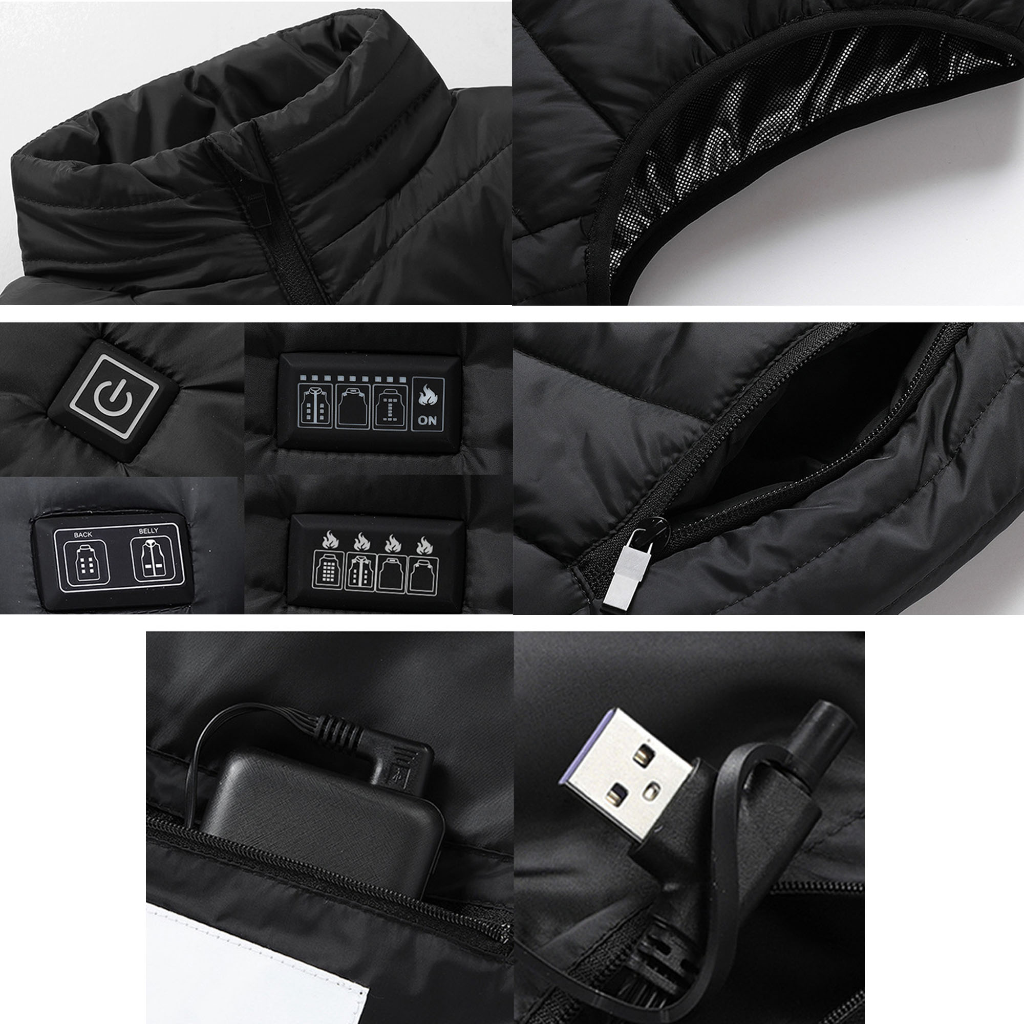 MOQ10 USB Heated Vest With 9 Zones Adjustable Winter 6