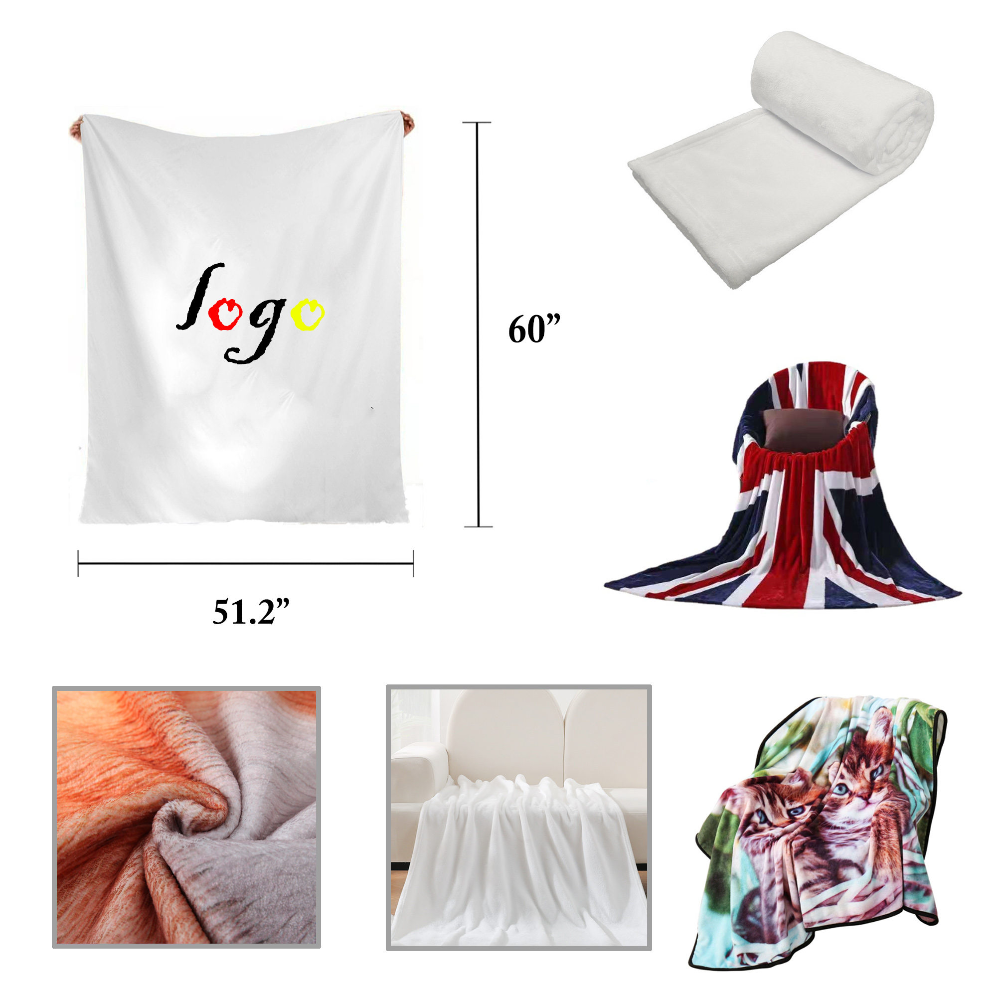 MOQ10 Luxury 280 GSM Fleece Flannel Plush Blanket