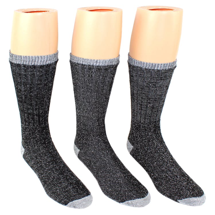 Men's Wool Blend Thermal Socks - 3-Pack Size 10-13 Charcoal/Gray 2