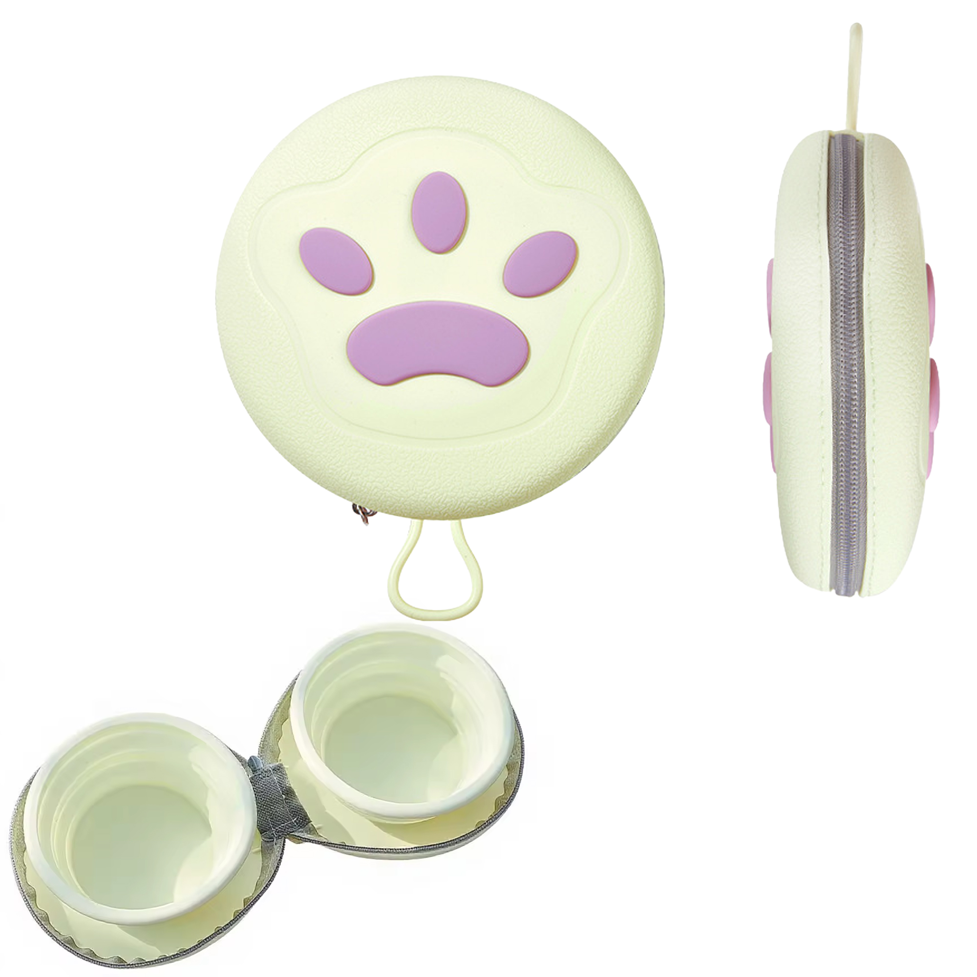MOQ 5 Piece Dual Compartment Folding Silicone Pet Bowl 4