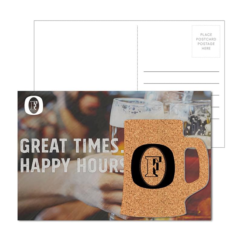 Post Card with Beer Mug Cork Coaster